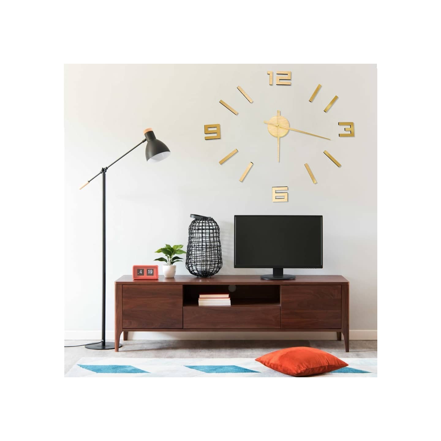 Horloge murale 3D Design moderne Doré 100 cm XXL