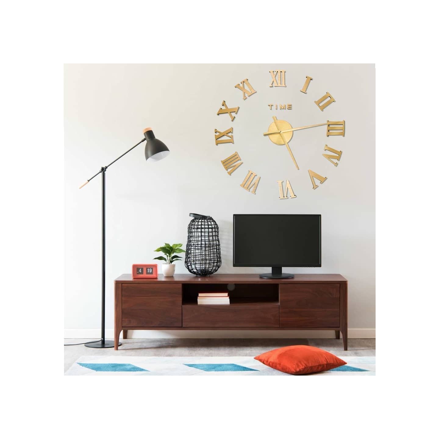 Horloge murale 3D Design moderne Doré 100 cm XXL