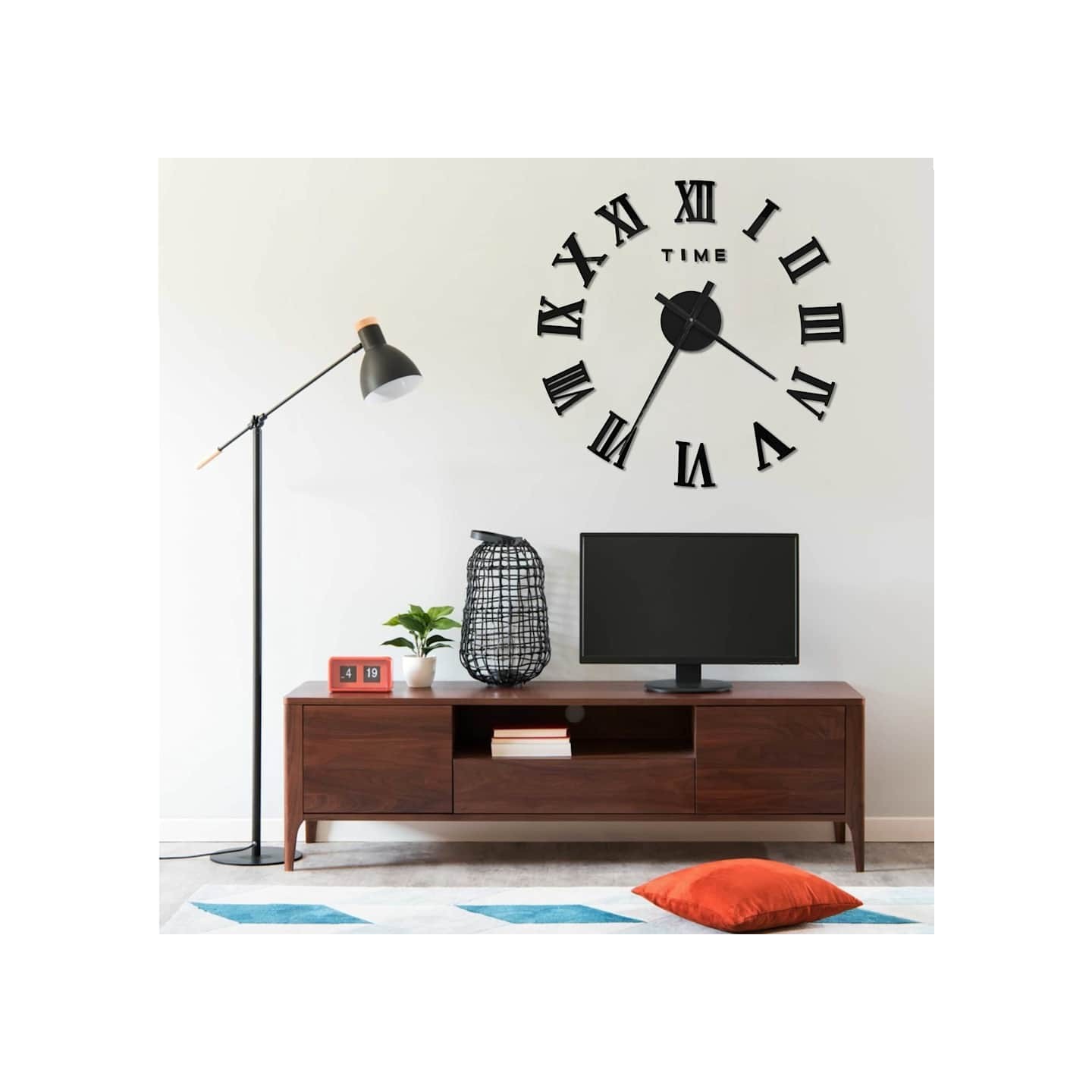 Horloge murale 3D Design moderne Noir 100 cm XXL
