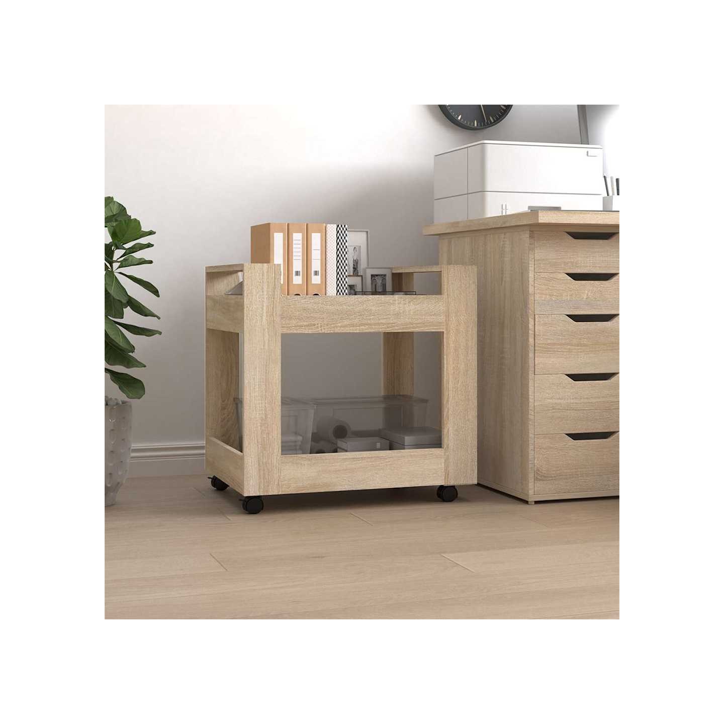 Chariot de bureau Chêne sonoma 60x45x60 cm Bois d'ingénierie