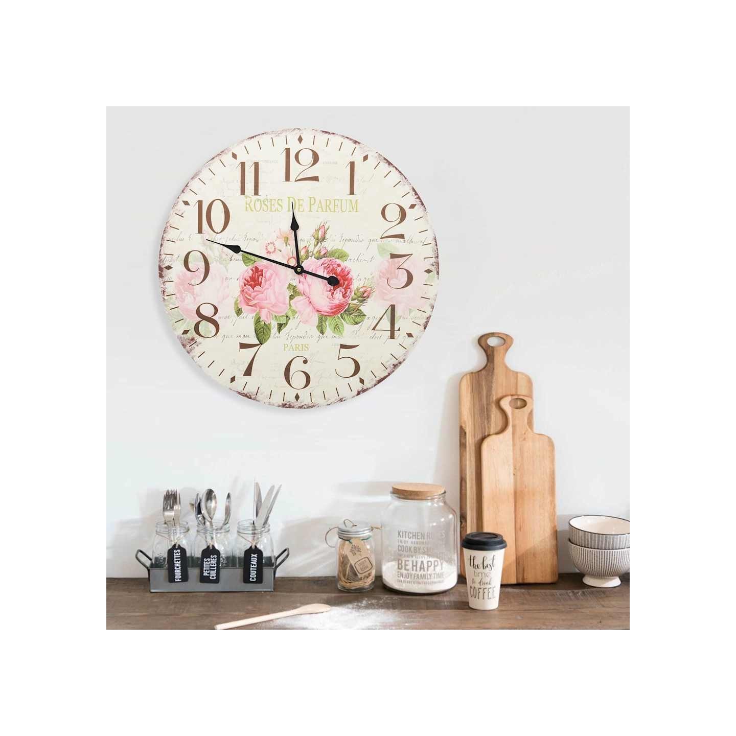 Horloge murale vintage Fleur 60 cm