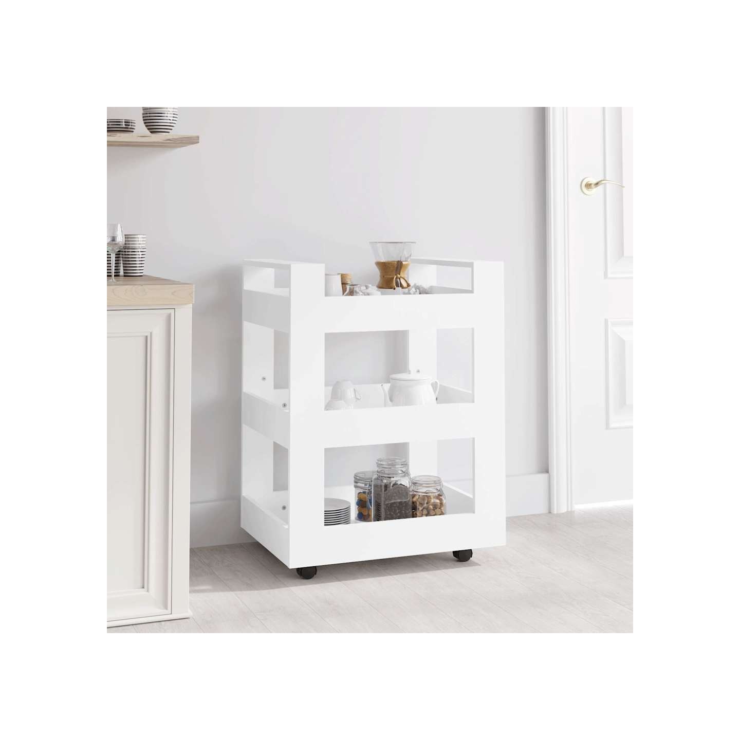 Chariot de cuisine Blanc 60x45x80 cm Bois d'ingénierie