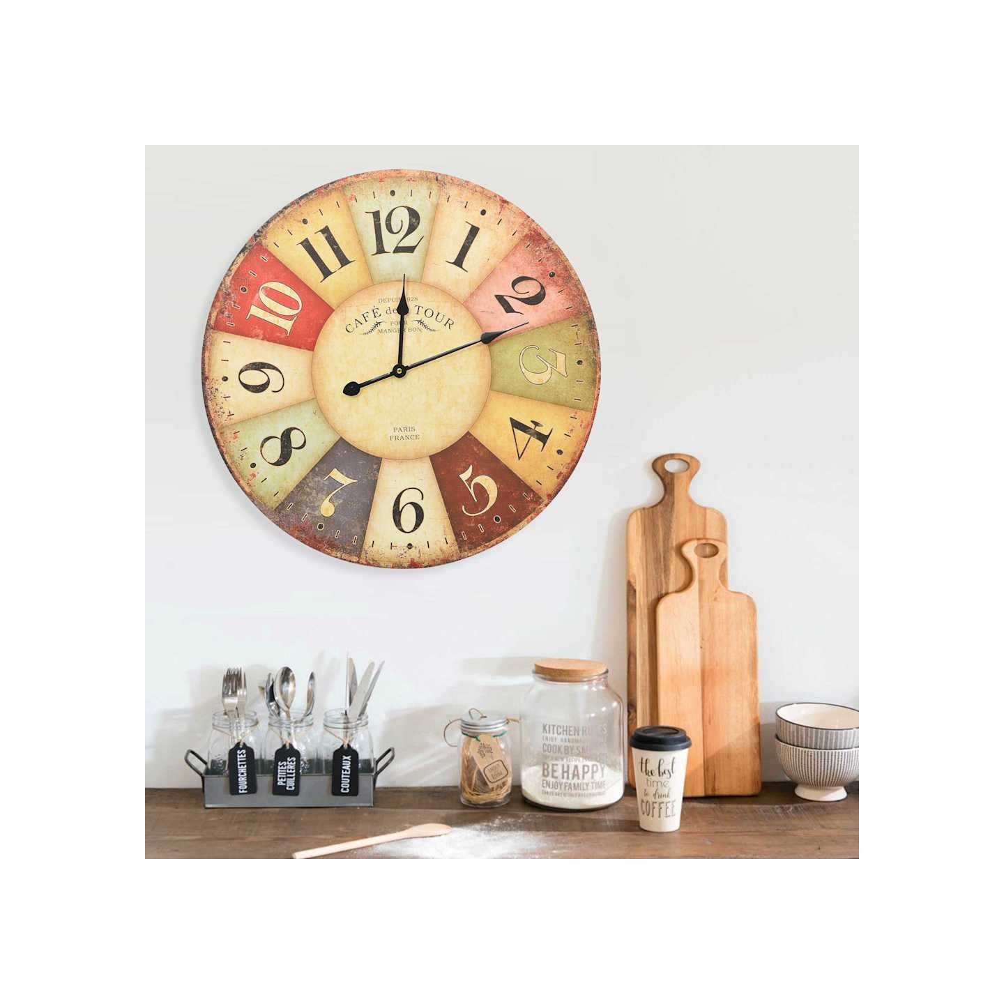 Horloge murale vintage Colorée 60 cm