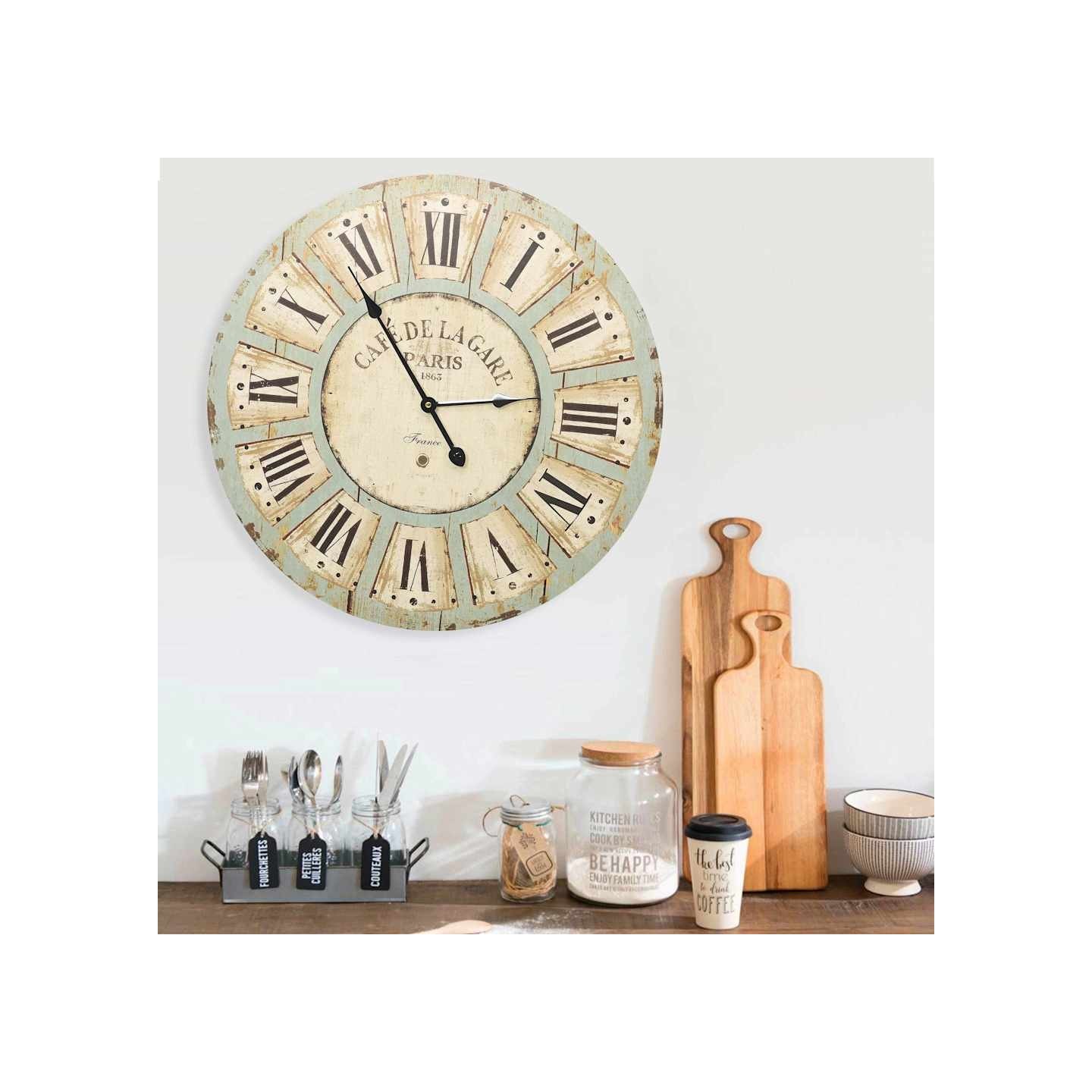 Horloge murale Multicolore 60 cm MDF