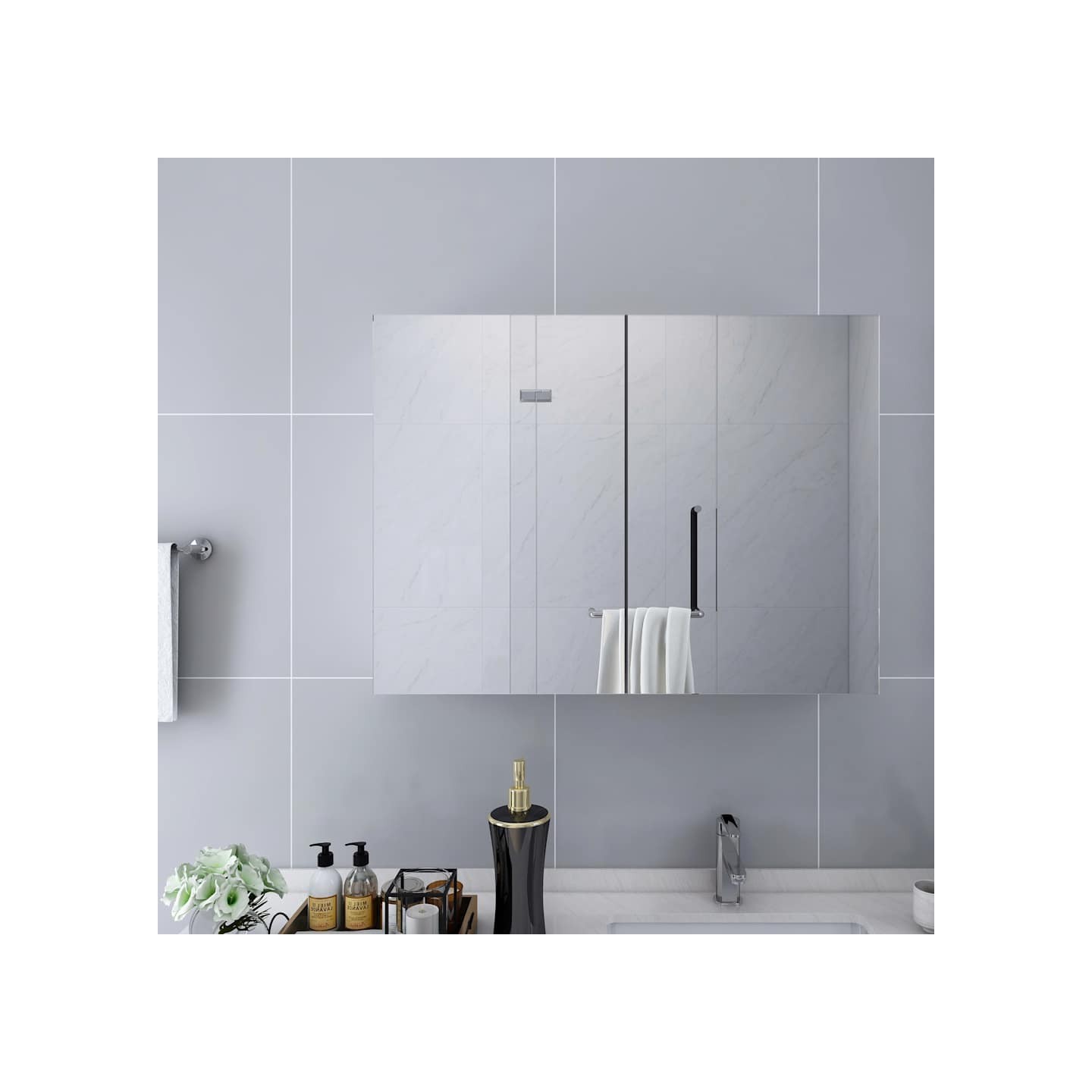 Armoire à miroir de salle de bain blanc 80x15x60 cm MDF