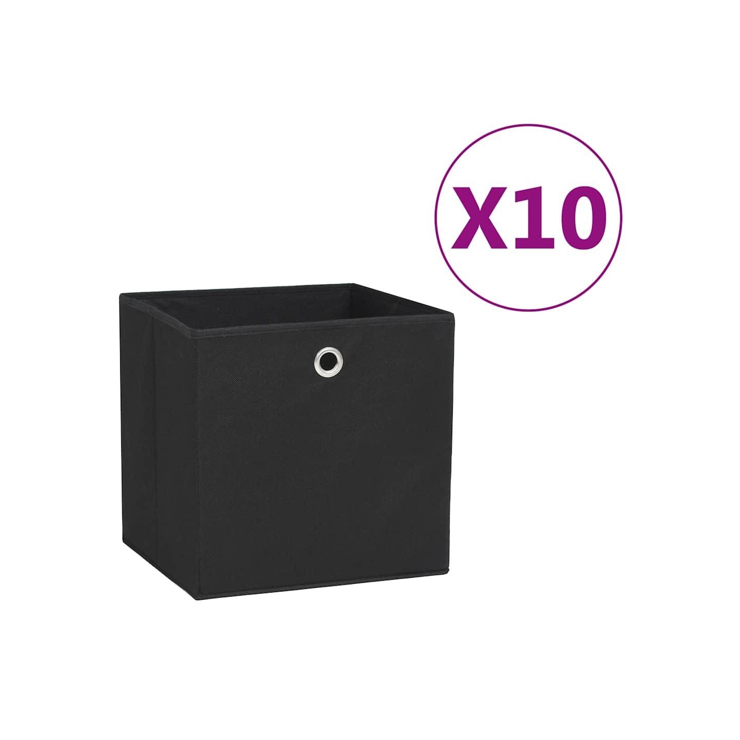 Boîtes de rangement 10 pcs Tissu intissé 28x28x28 cm Noir