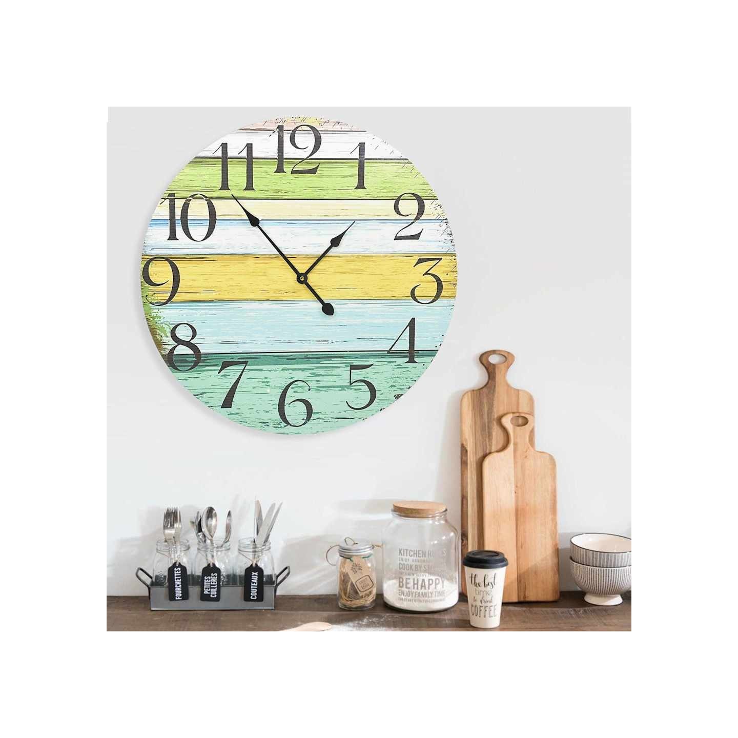 Horloge murale Multicolore 60 cm MDF
