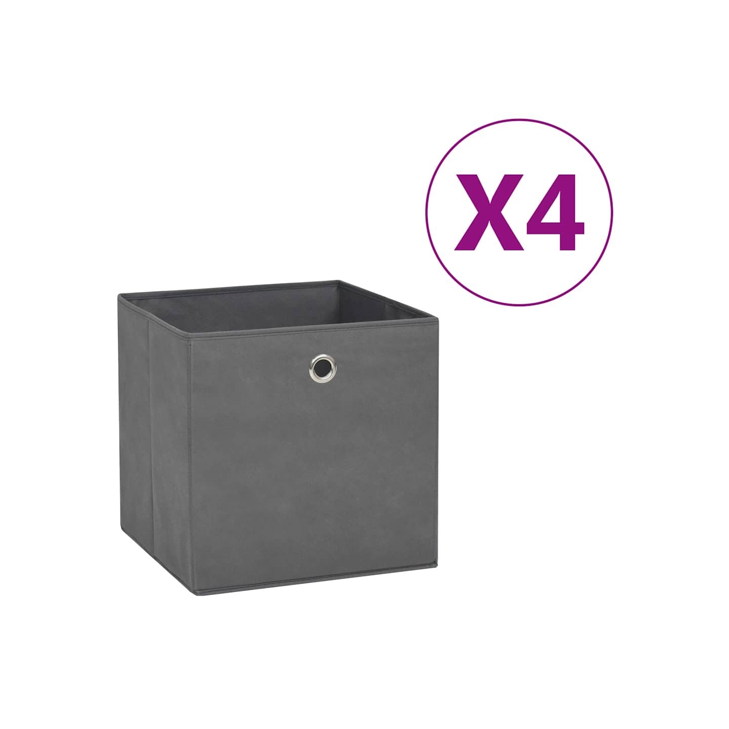 Boîtes de rangement 4 pcs Tissu intissé 28x28x28 cm Gris
