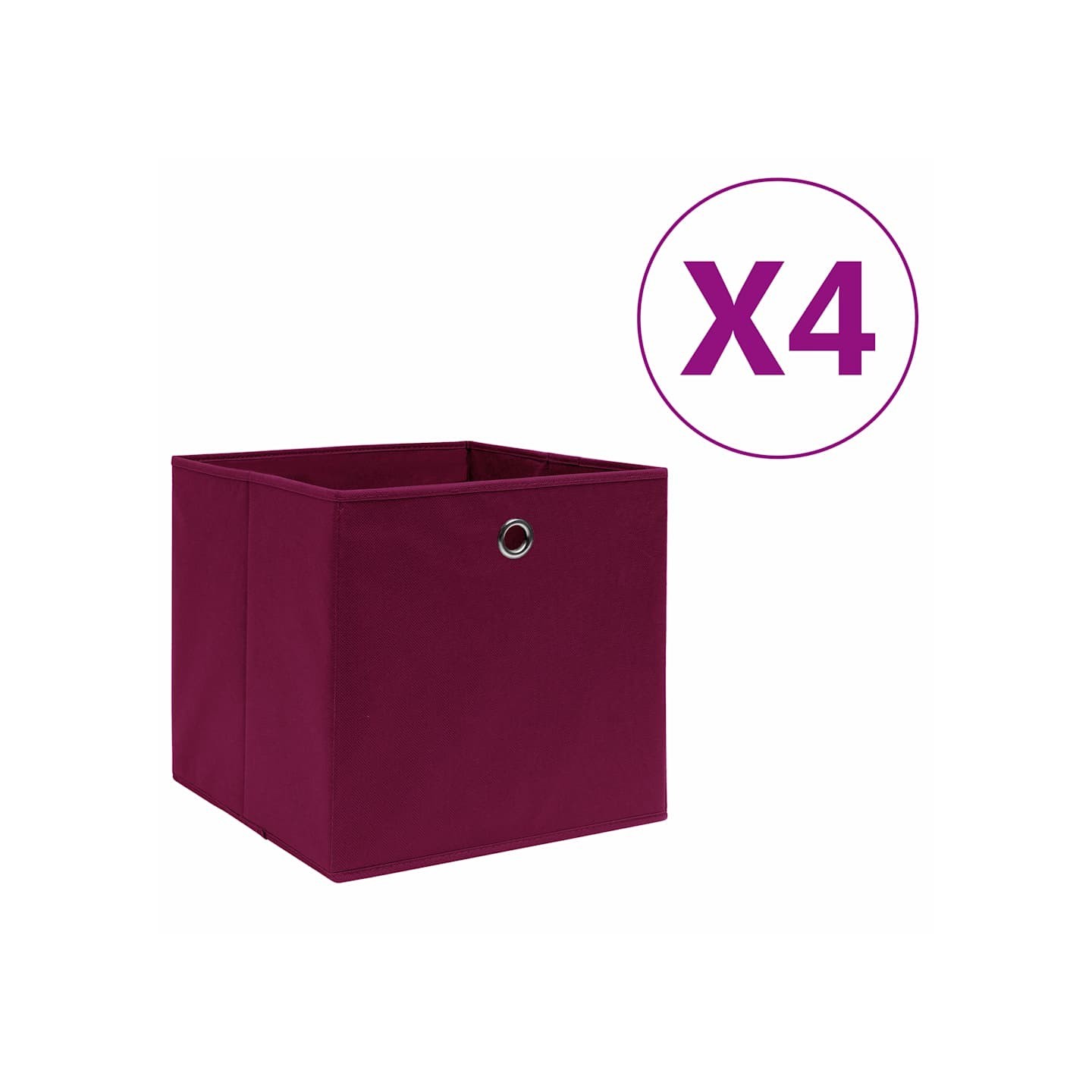 Boîtes de rangement 4 pcs Tissu intissé 28x28x28 cm Rouge foncé
