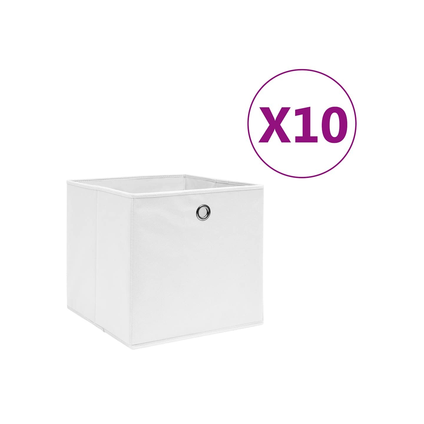 Boîtes de rangement 10 pcs Tissu intissé 28x28x28 cm Blanc
