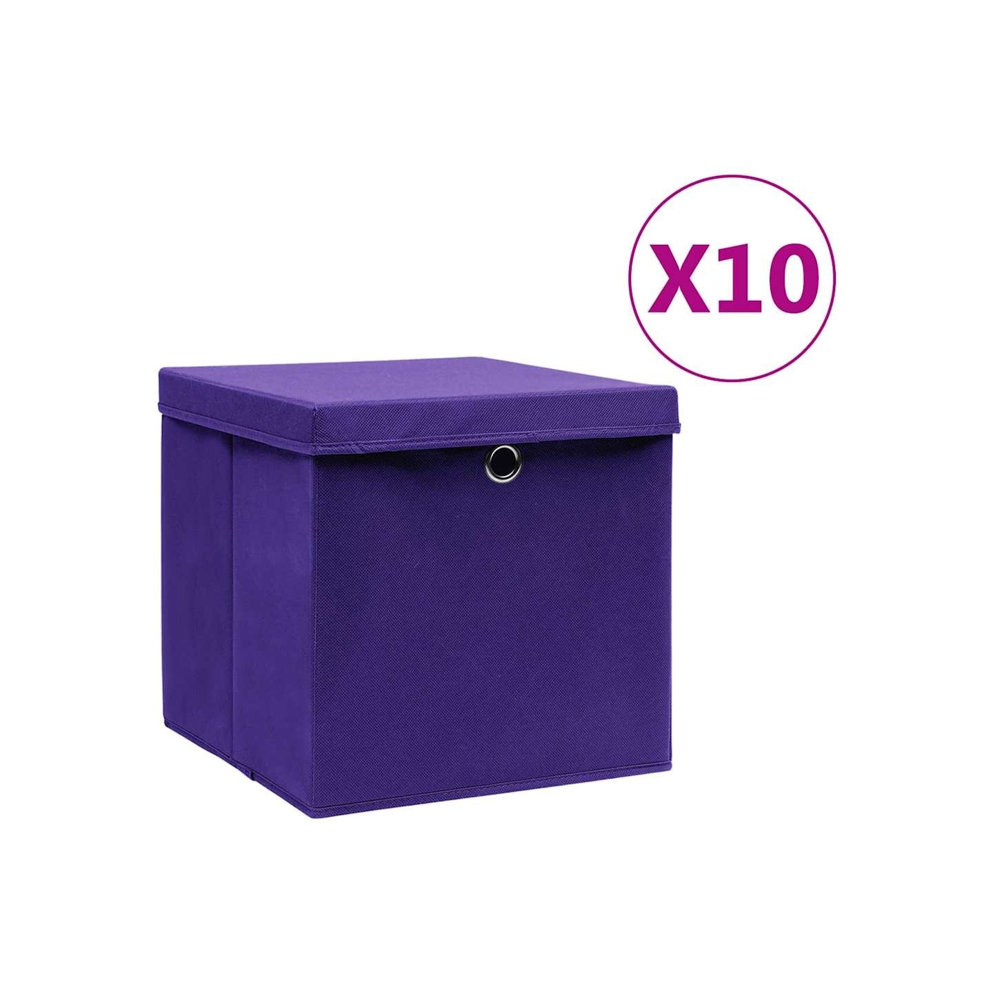 Boîtes de rangement avec couvercles 10 pcs 28x28x28 cm Violet
