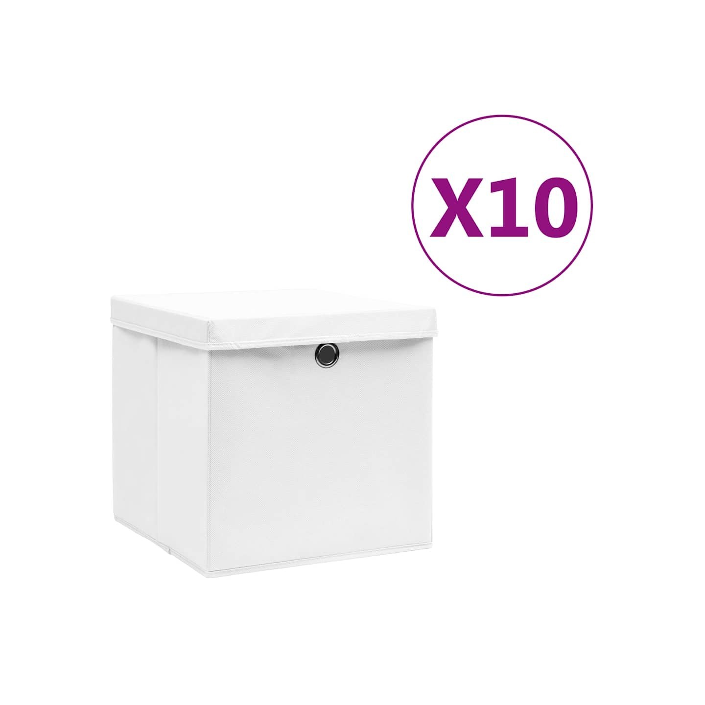 Boîtes de rangement avec couvercles 10 pcs 28x28x28 cm Blanc