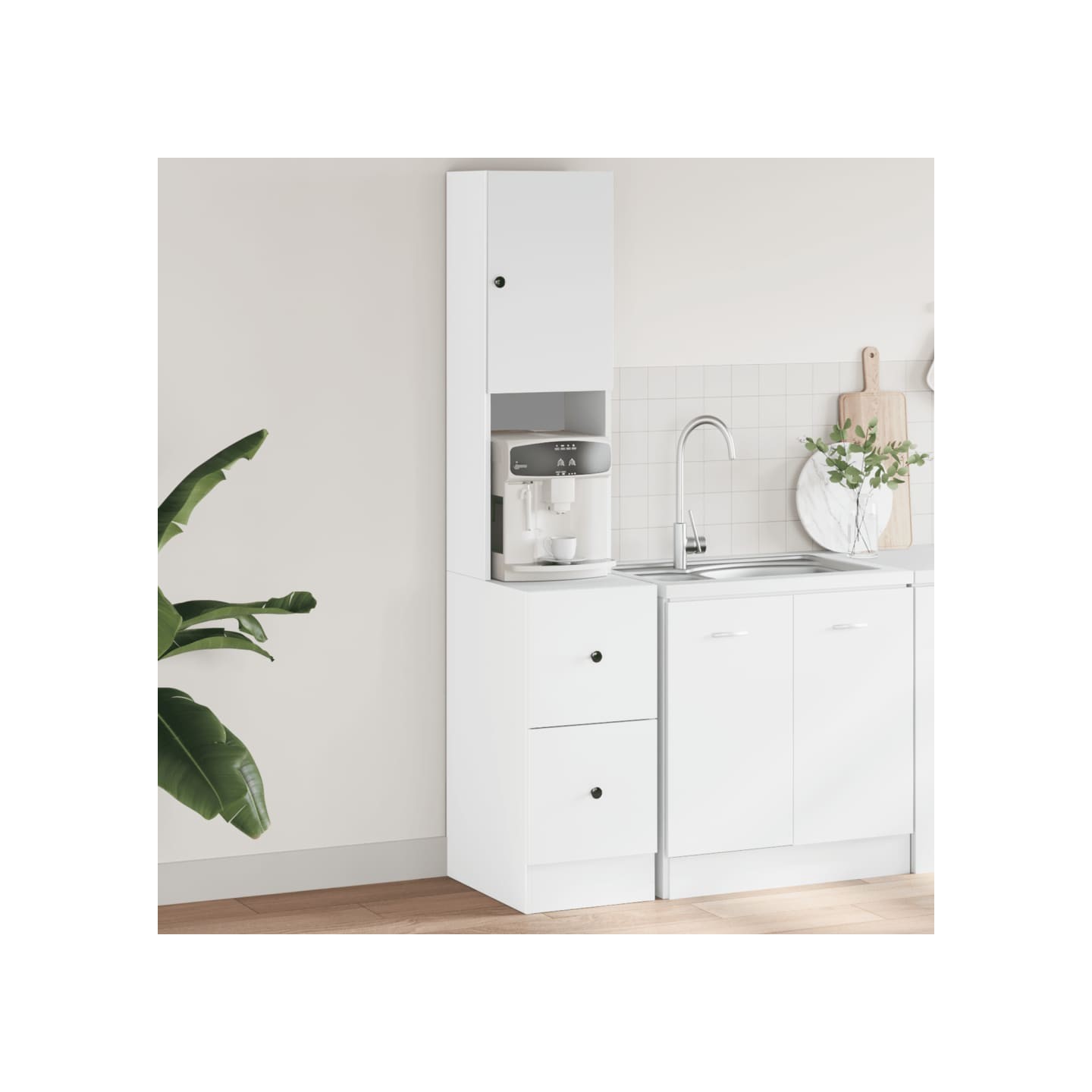 Armoire de cuisine blanc 35x50x180 cm bois d'ingénierie