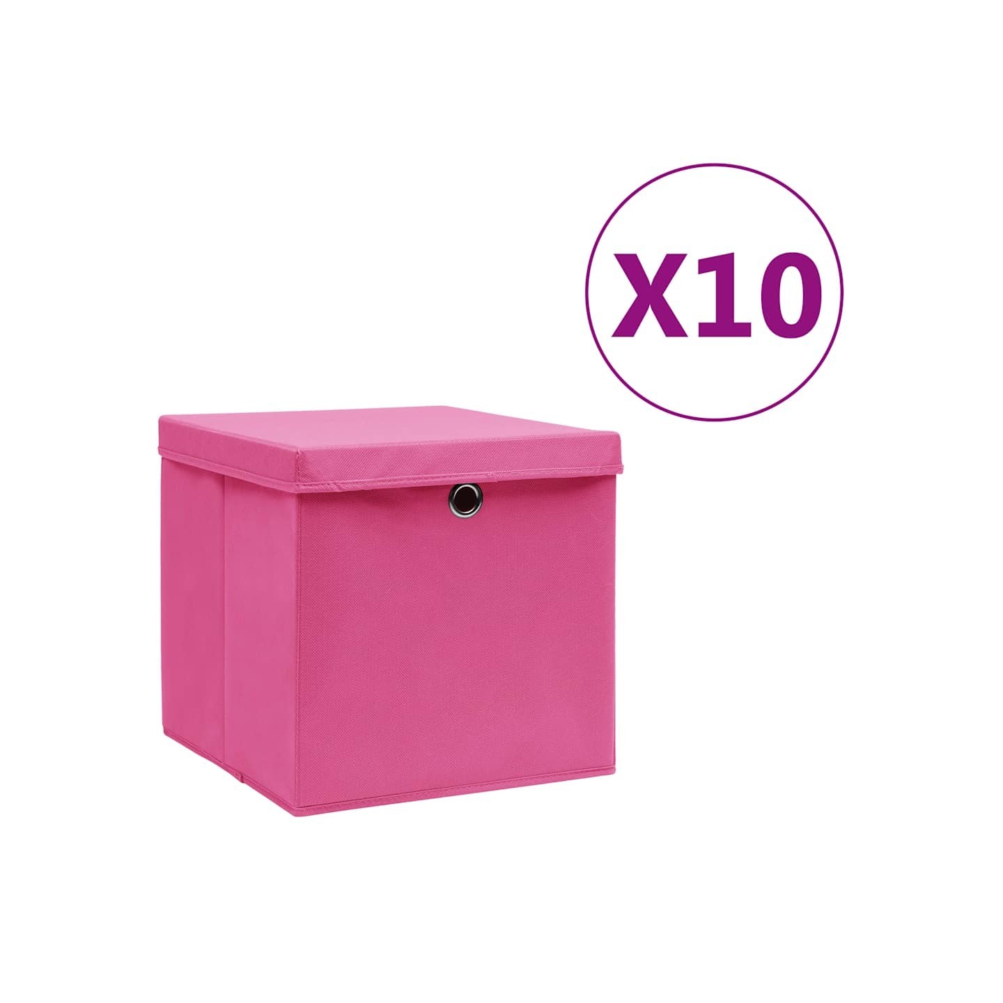 Boîtes de rangement avec couvercles 10 pcs 28x28x28 cm Rose