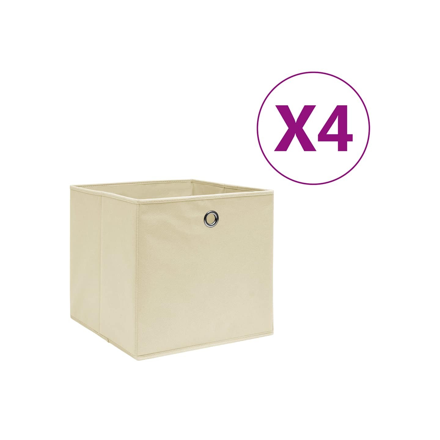 Boîtes de rangement 4 pcs Tissu intissé 28x28x28 cm Crème