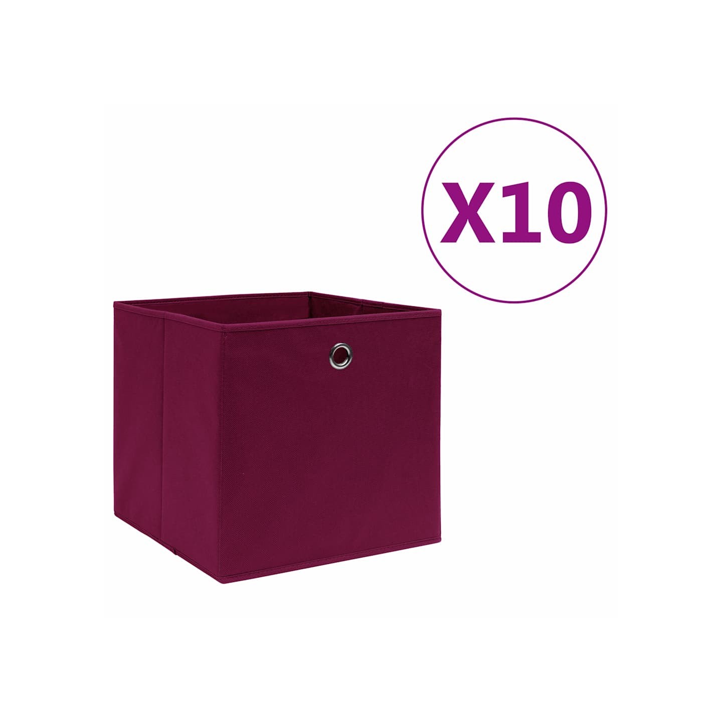 Boîtes de rangement 10 pcs Tissu intissé 28x28x28cm Rouge foncé
