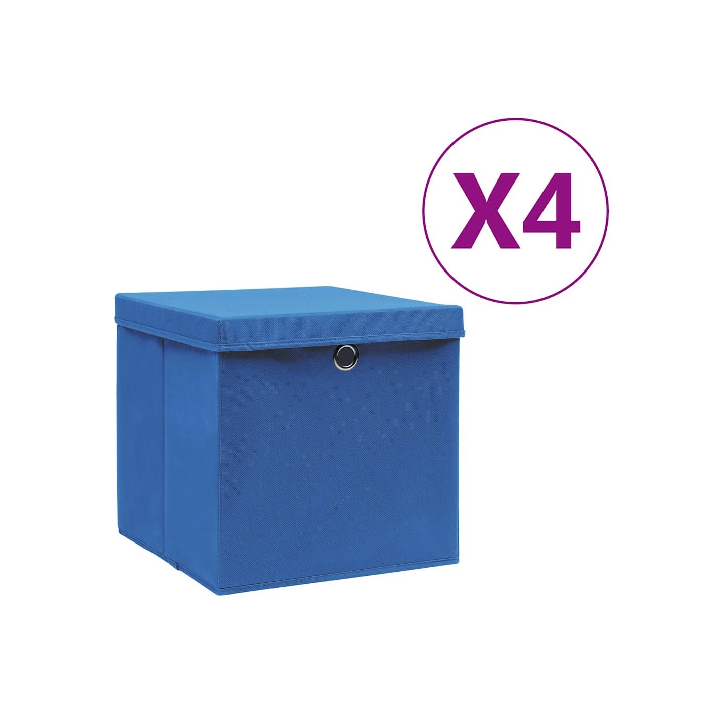 Boîtes de rangement avec couvercles 4 pcs 28x28x28 cm Bleu