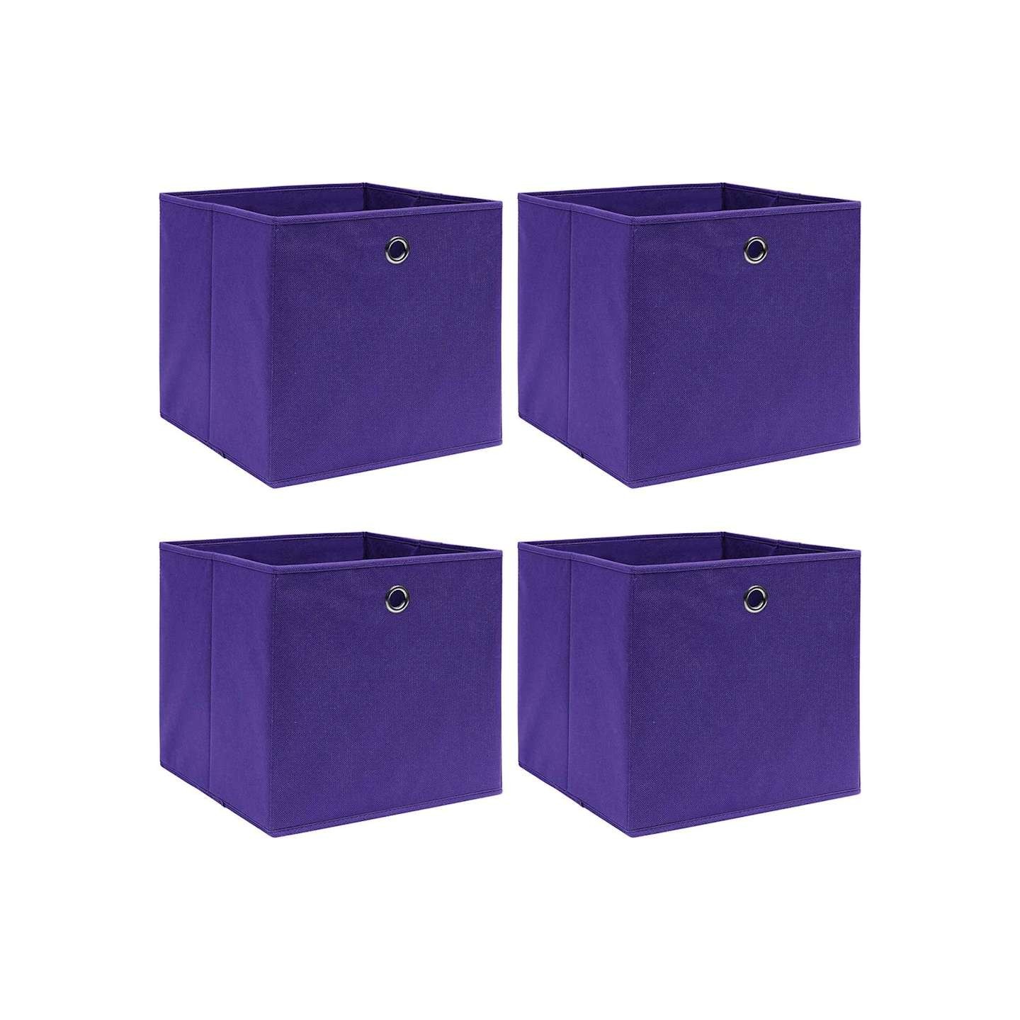 Boîtes de rangement 4 pcs Tissu intissé 28x28x28 cm Violet