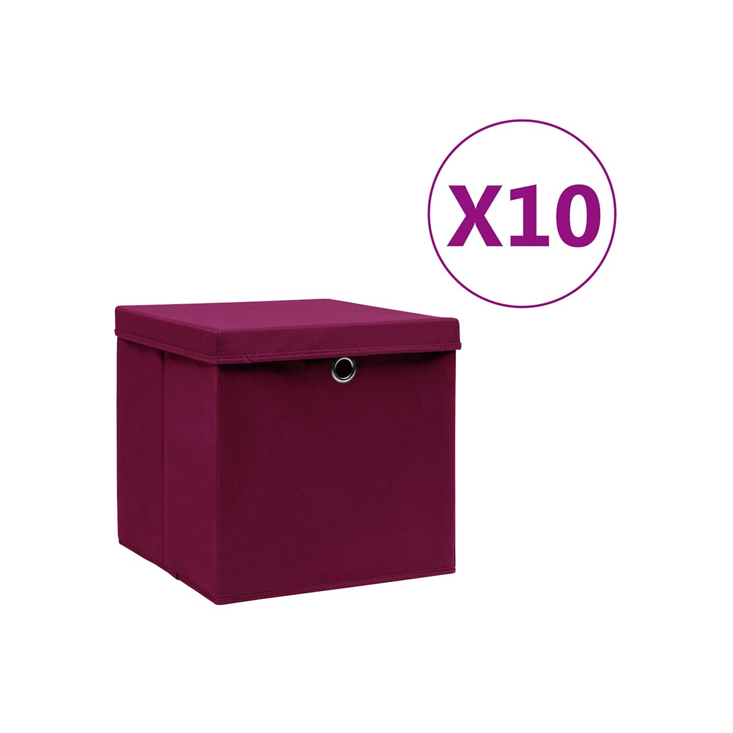 Boîtes de rangement et couvercles 10 pcs 28x28x28cm Rouge foncé