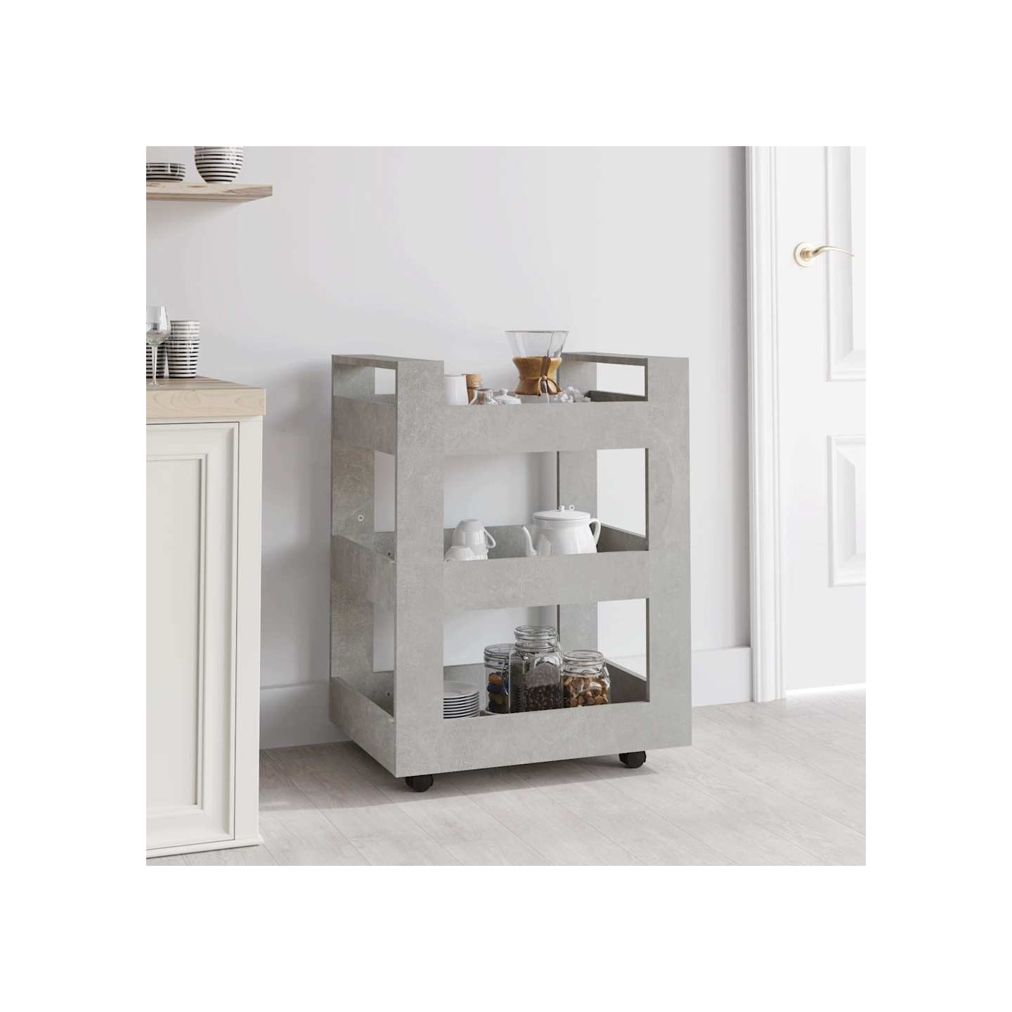 Chariot de cuisine Gris béton 60x45x80 cm Bois d'ingénierie