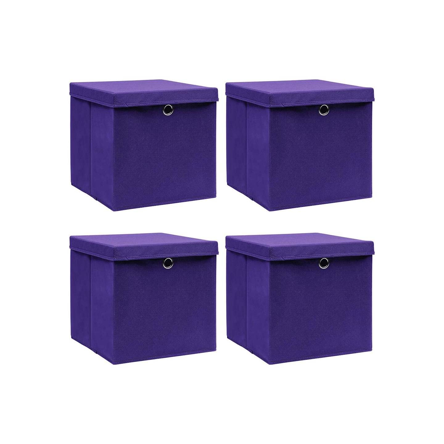 Boîtes de rangement avec couvercles 4 pcs 28x28x28 cm Violet