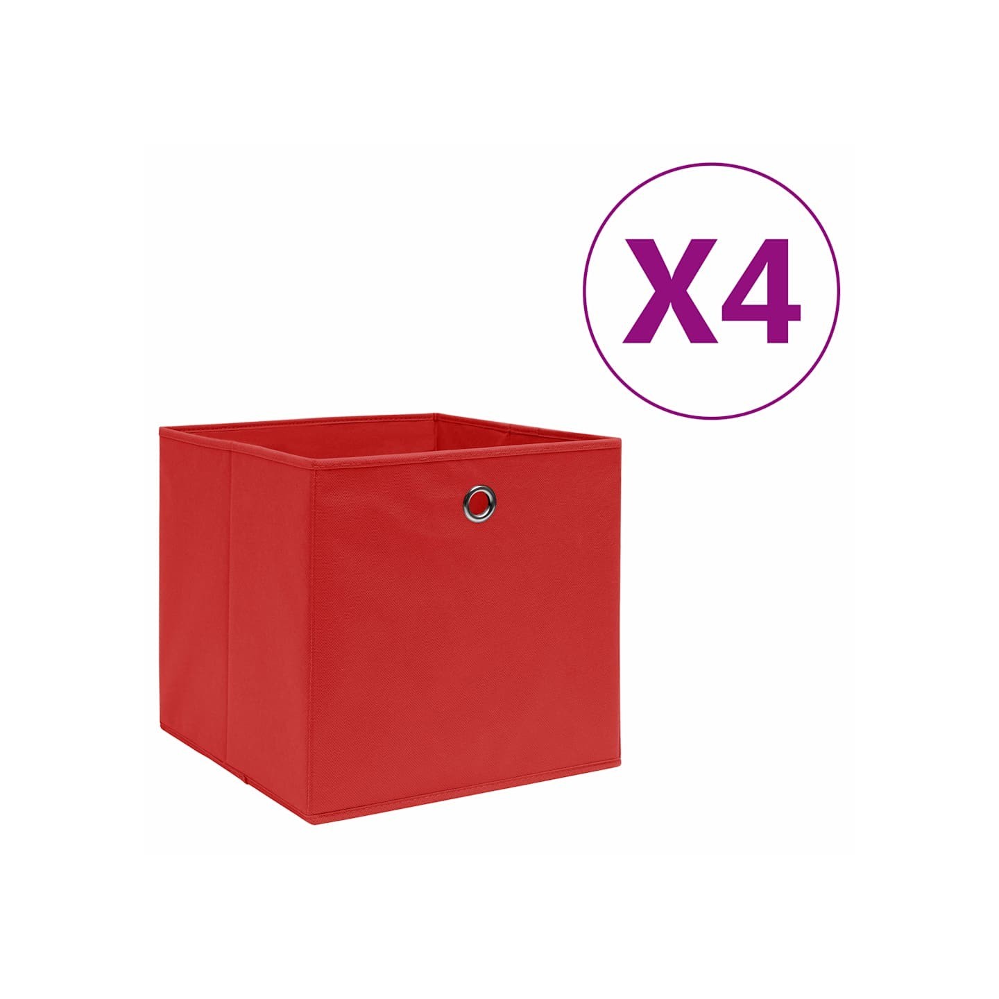 Boîtes de rangement 4 pcs Tissu intissé 28x28x28 cm Rouge