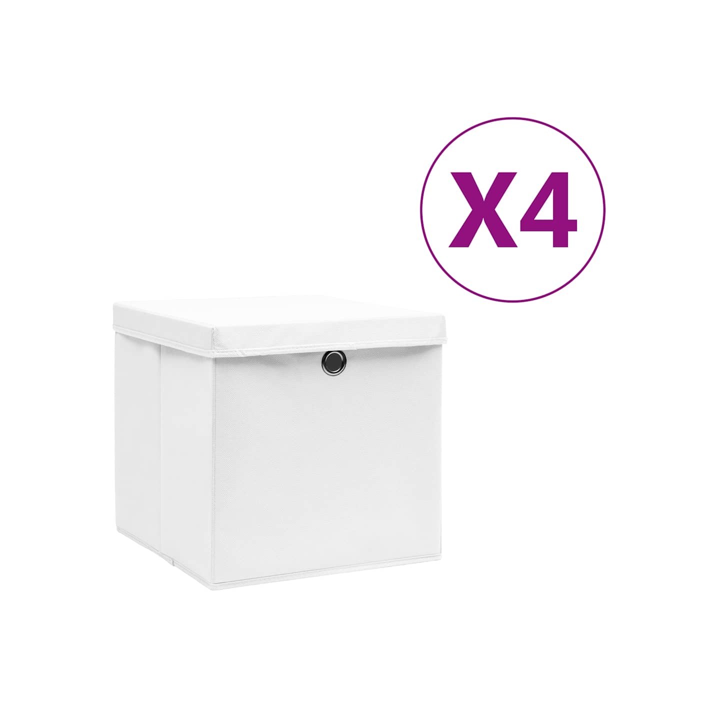 Boîtes de rangement avec couvercles 4 pcs 28x28x28 cm Blanc