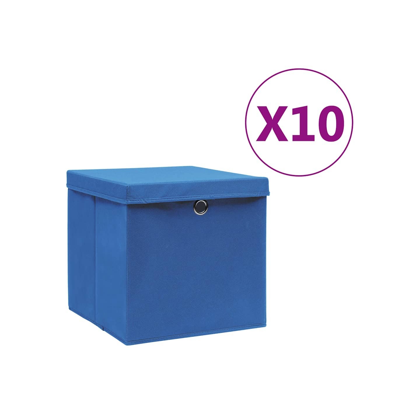 Boîtes de rangement avec couvercles 10 pcs 28x28x28 cm Bleu