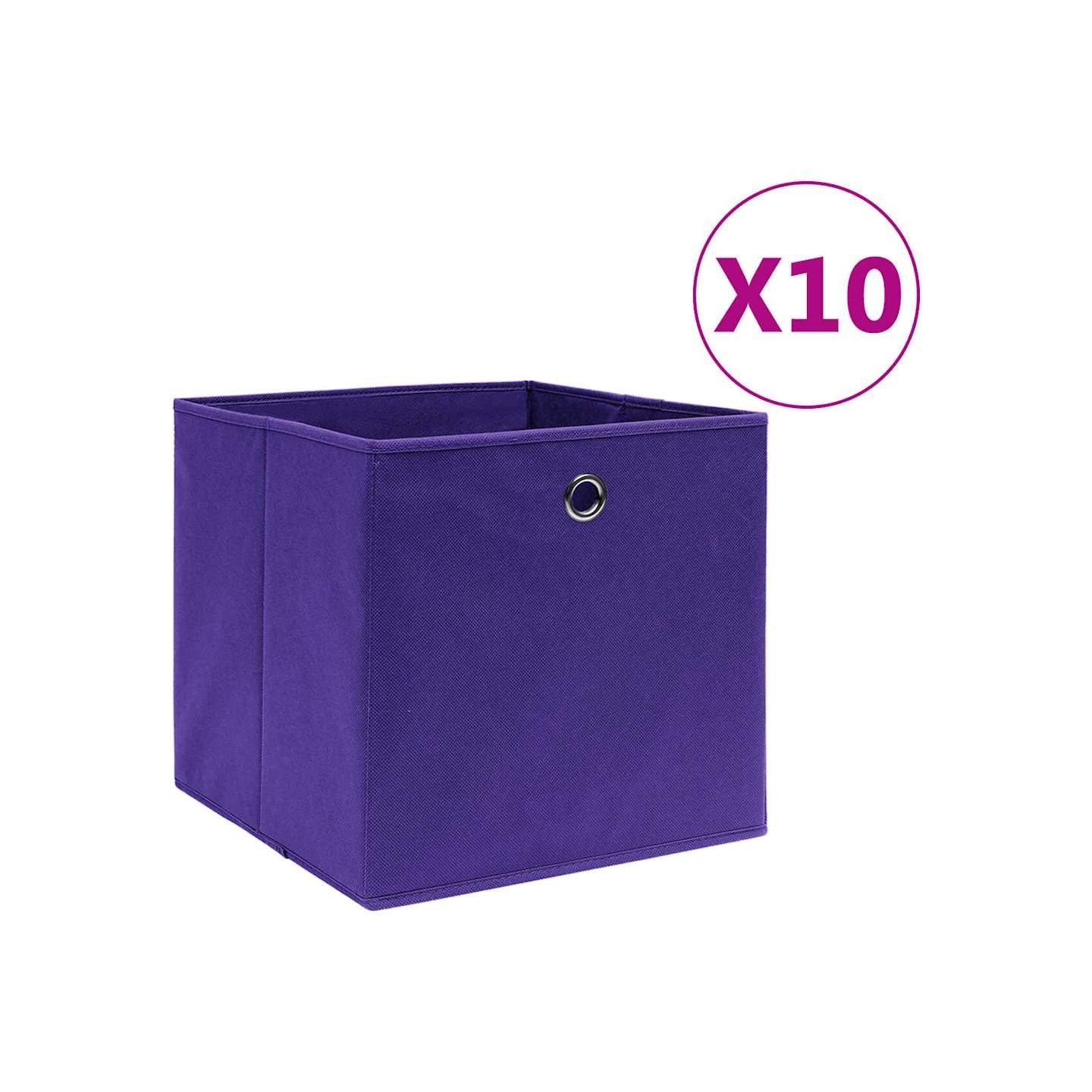 Boîtes de rangement 10 pcs Tissu intissé 28x28x28 cm Violet