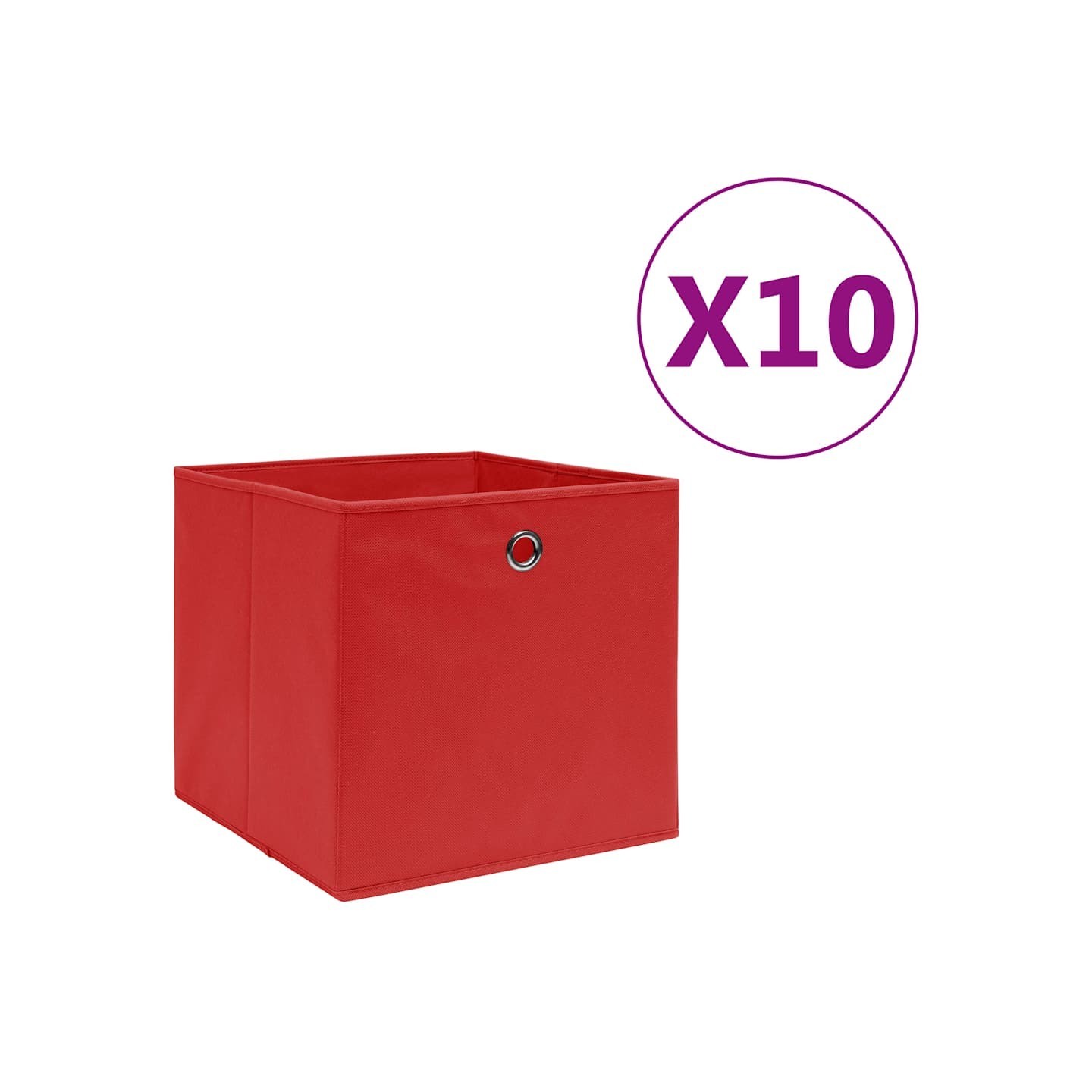 Boîtes de rangement 10 pcs Tissu intissé 28x28x28 cm Rouge