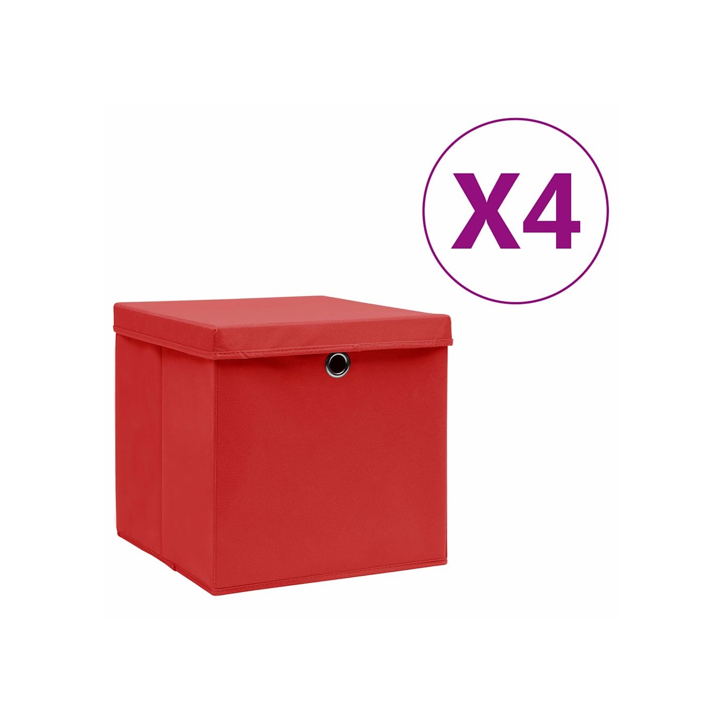 Boîtes de rangement avec couvercles 4 pcs 28x28x28 cm Rouge