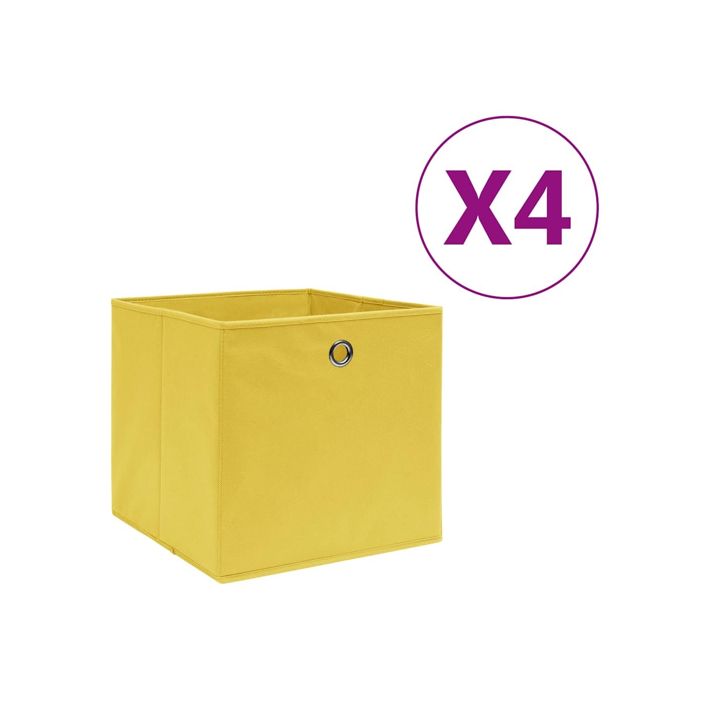 Boîtes de rangement 4 pcs Tissu intissé 28x28x28 cm Jaune