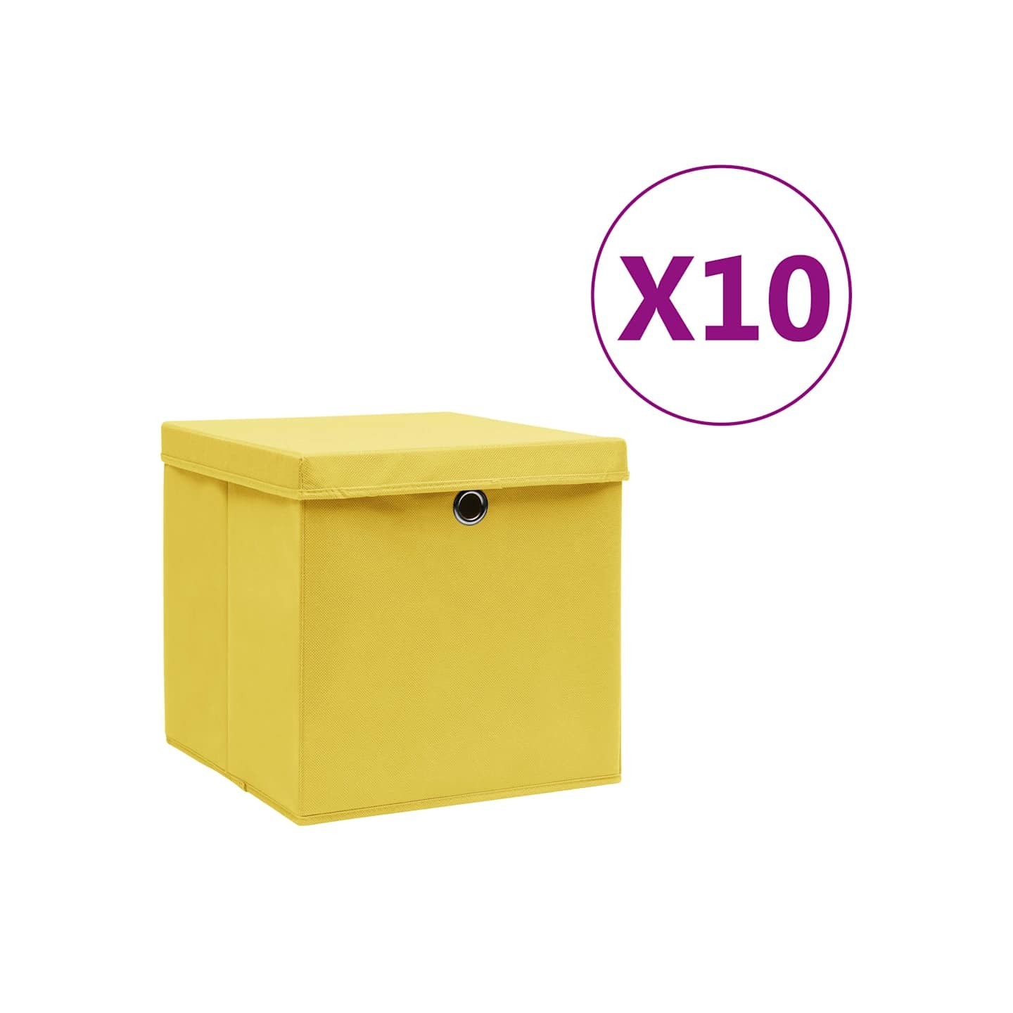 Boîtes de rangement avec couvercles 10 pcs 28x28x28 cm Jaune