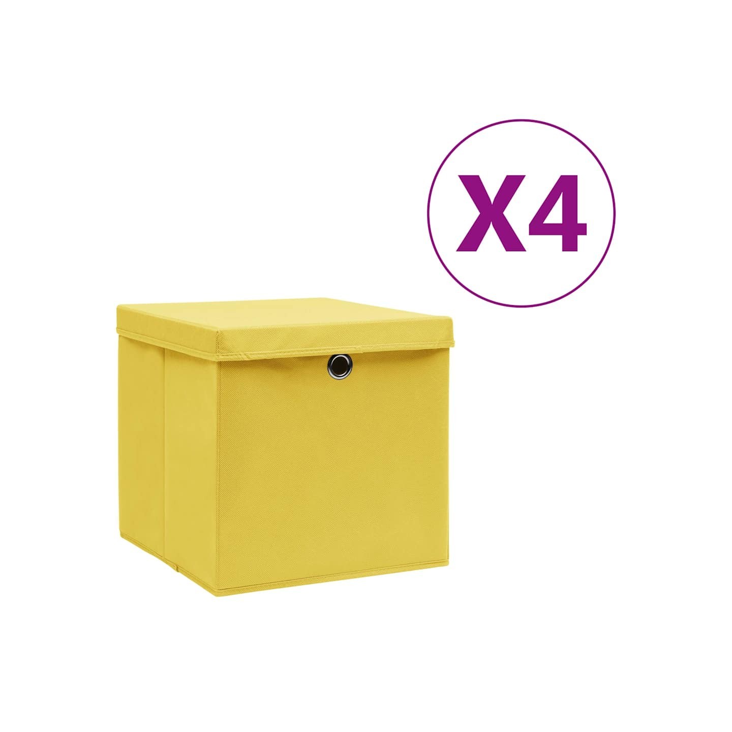 Boîtes de rangement avec couvercles 4 pcs 28x28x28 cm Jaune
