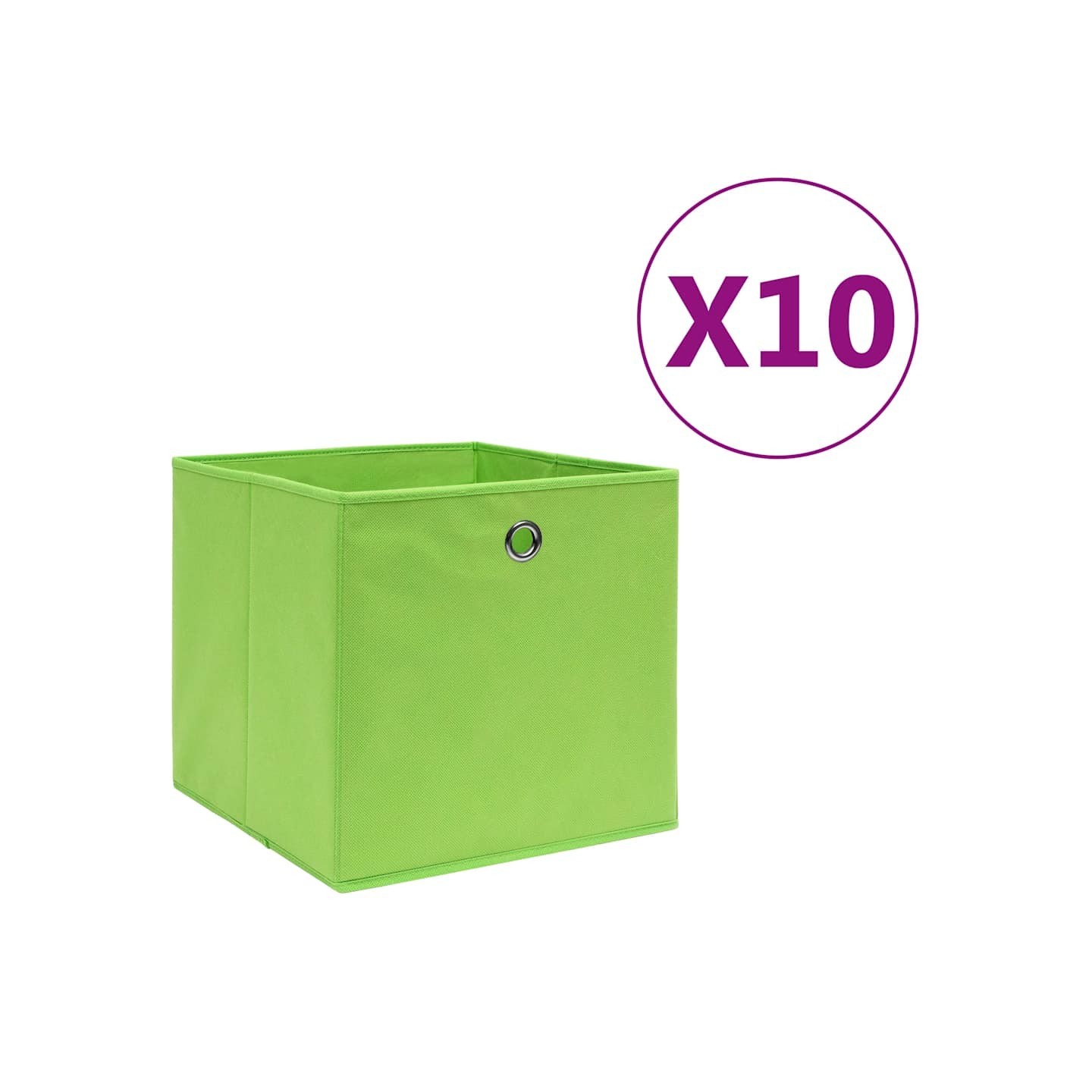 Boîtes de rangement 10 pcs Tissu intissé 28x28x28 cm Vert