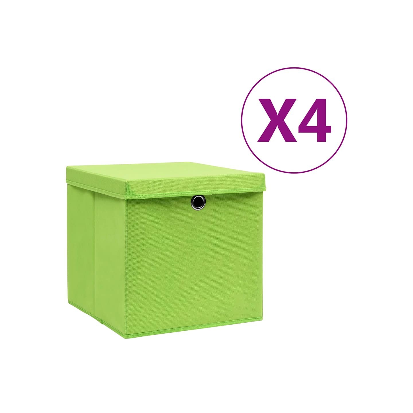 Boîtes de rangement avec couvercles 4 pcs 28x28x28 cm Vert