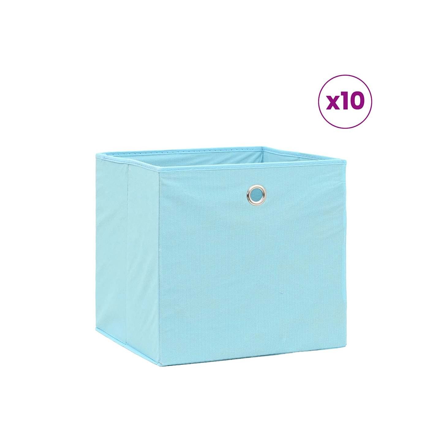 Boîtes de rangement 10 pcs Tissu intissé 28x28x28 cm Bleu azuré