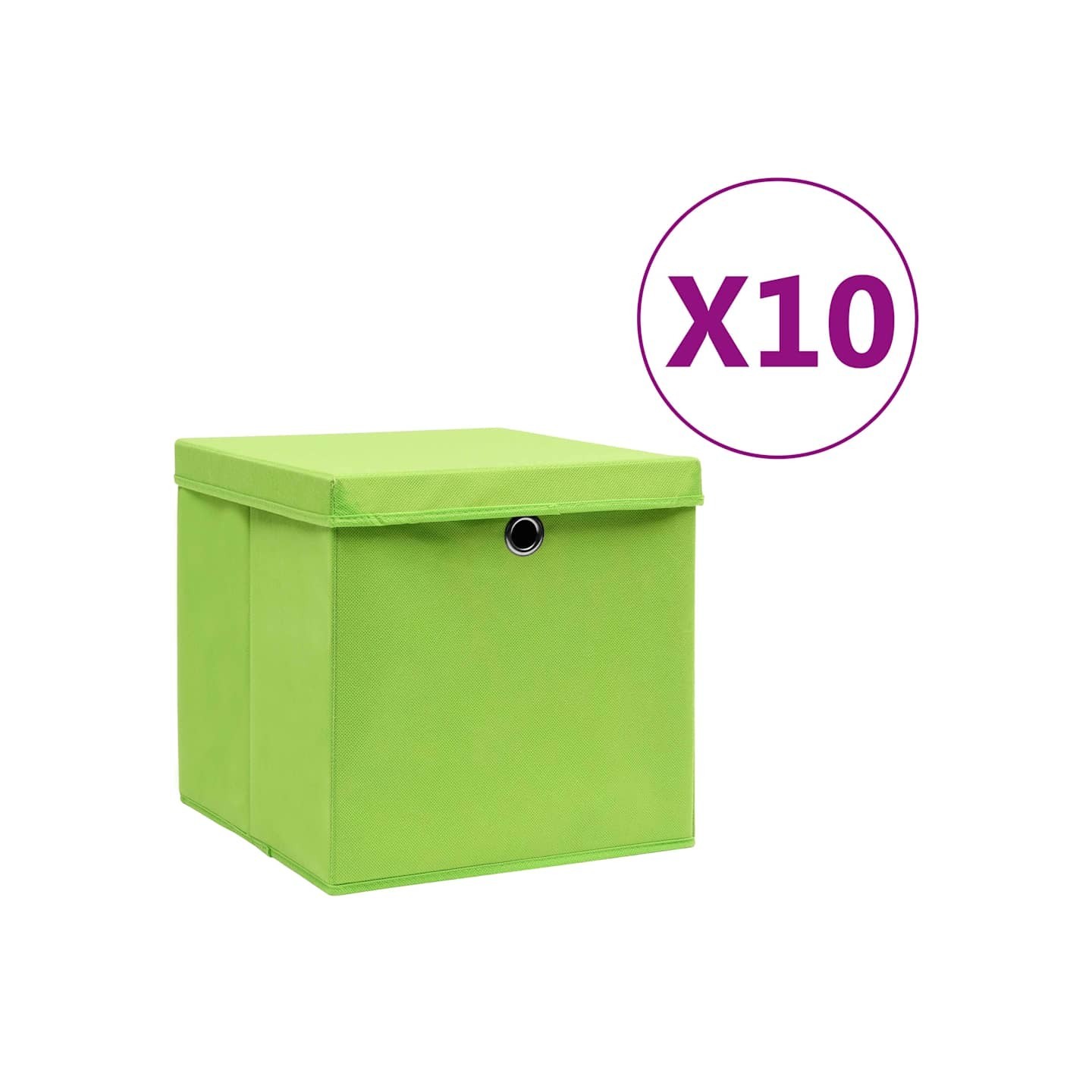 Boîtes de rangement avec couvercles 10 pcs 28x28x28 cm Vert