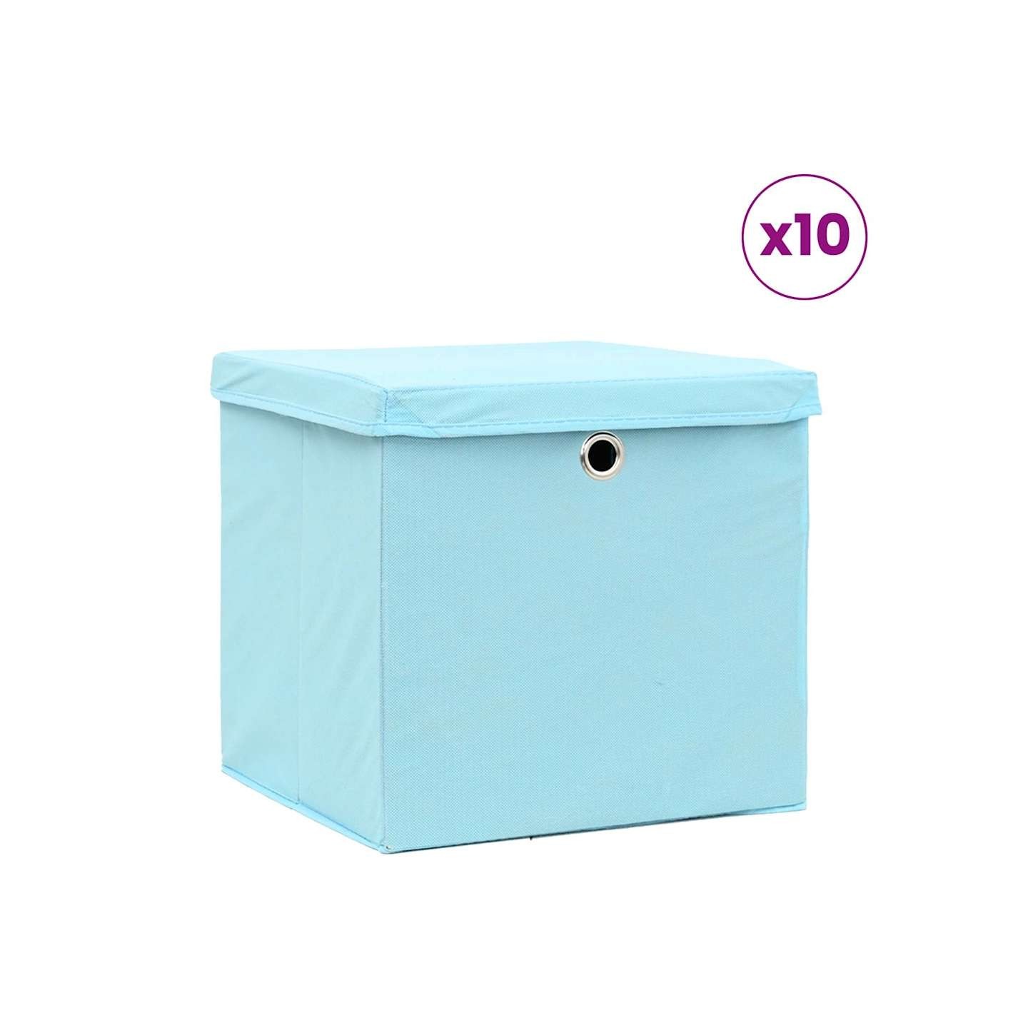 Boîtes de rangement avec couvercles 10pcs 28x28x28cm Bleu azuré