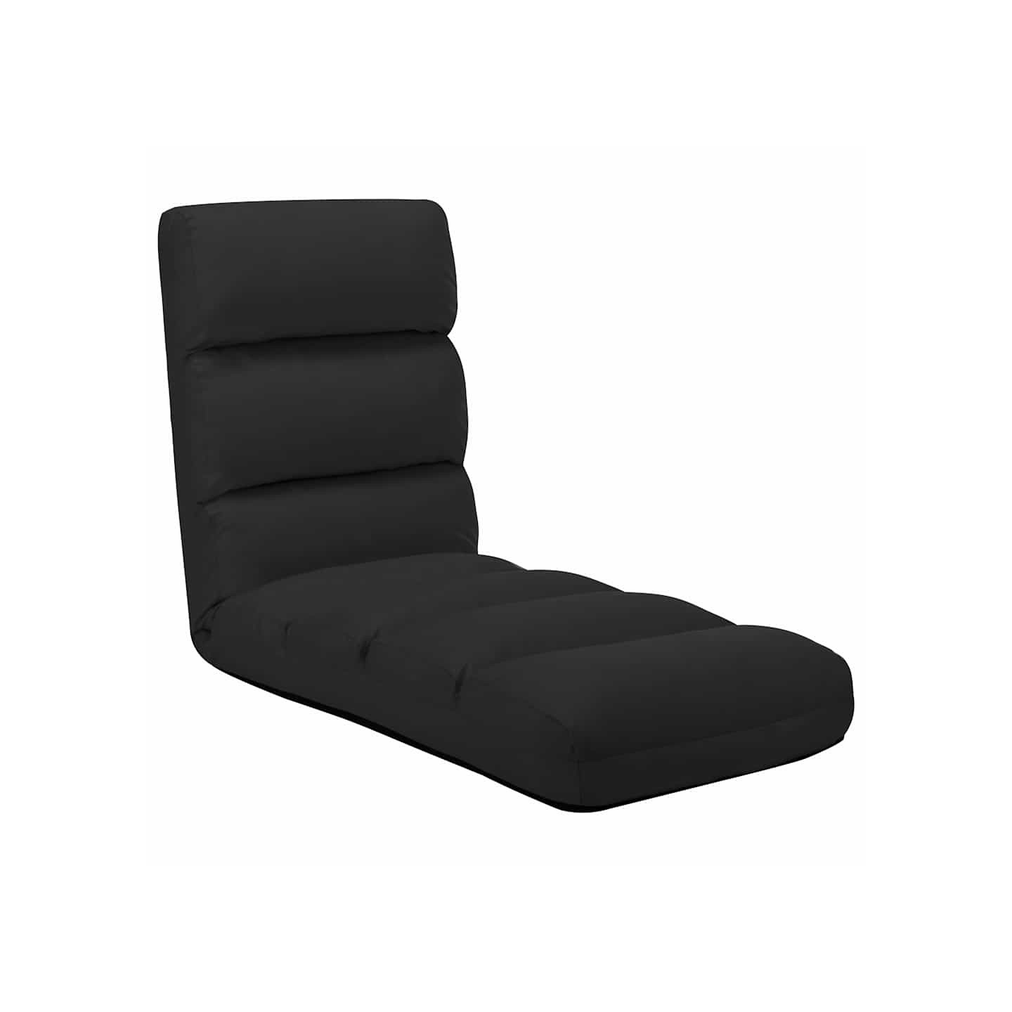Chaise pliable de sol Noir Similicuir