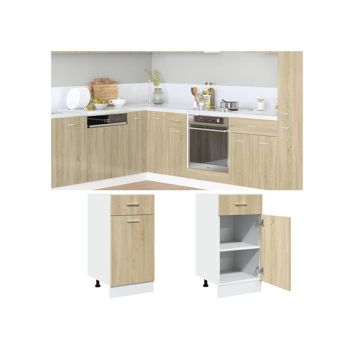 Armoire à tiroirs inférieure "Lyon" Chêne Sonoma 40 x 46 x 81,5 cm Bois d'ingénierie