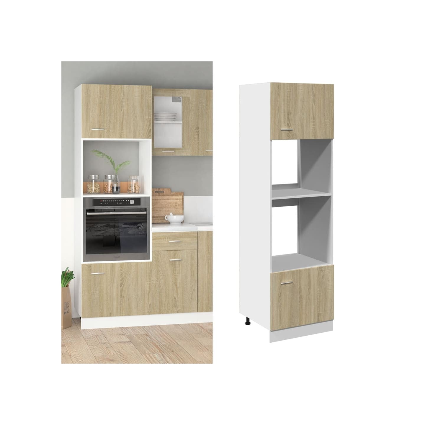 Meuble micro-ondes Lyon Chêne Sonoma 60x57x207 cm
