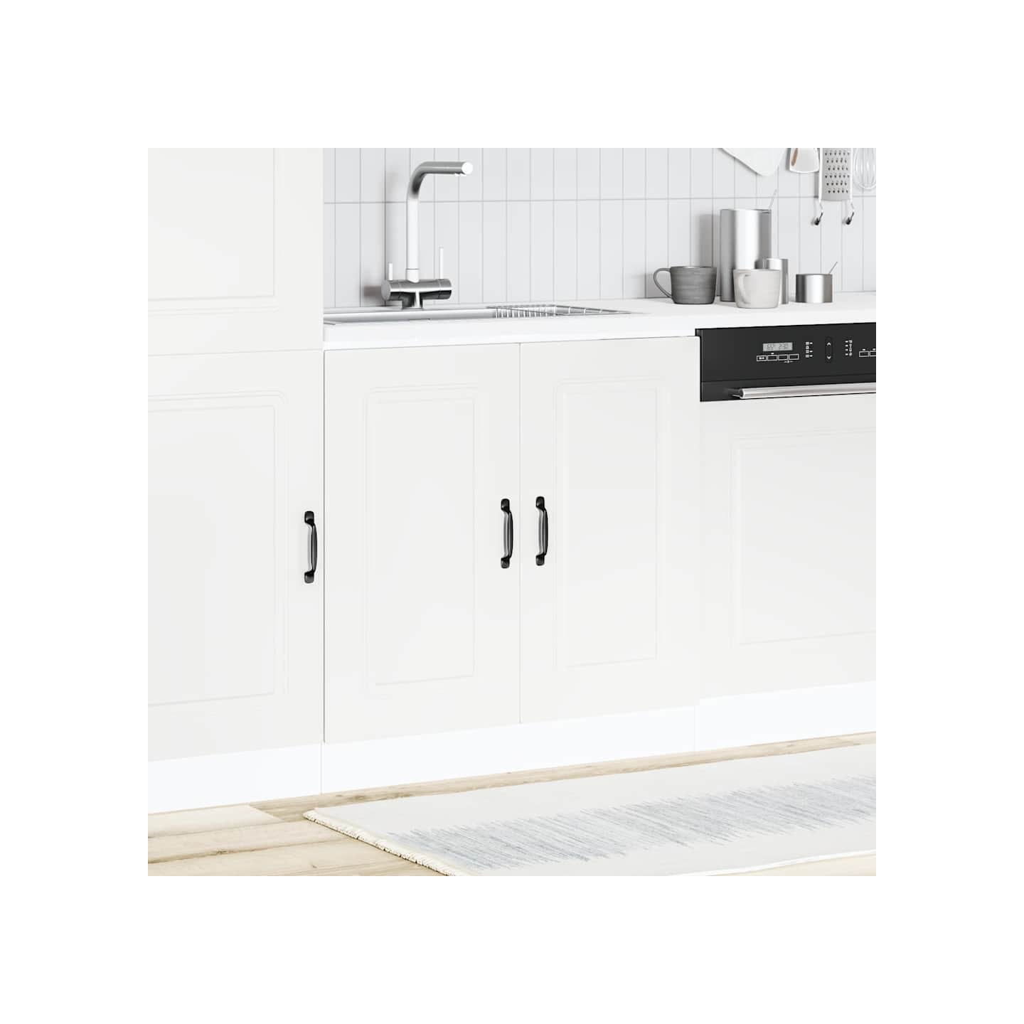 Meuble bas pour évier Kalmar blanc 80x46x81,5cm bois ingénierie