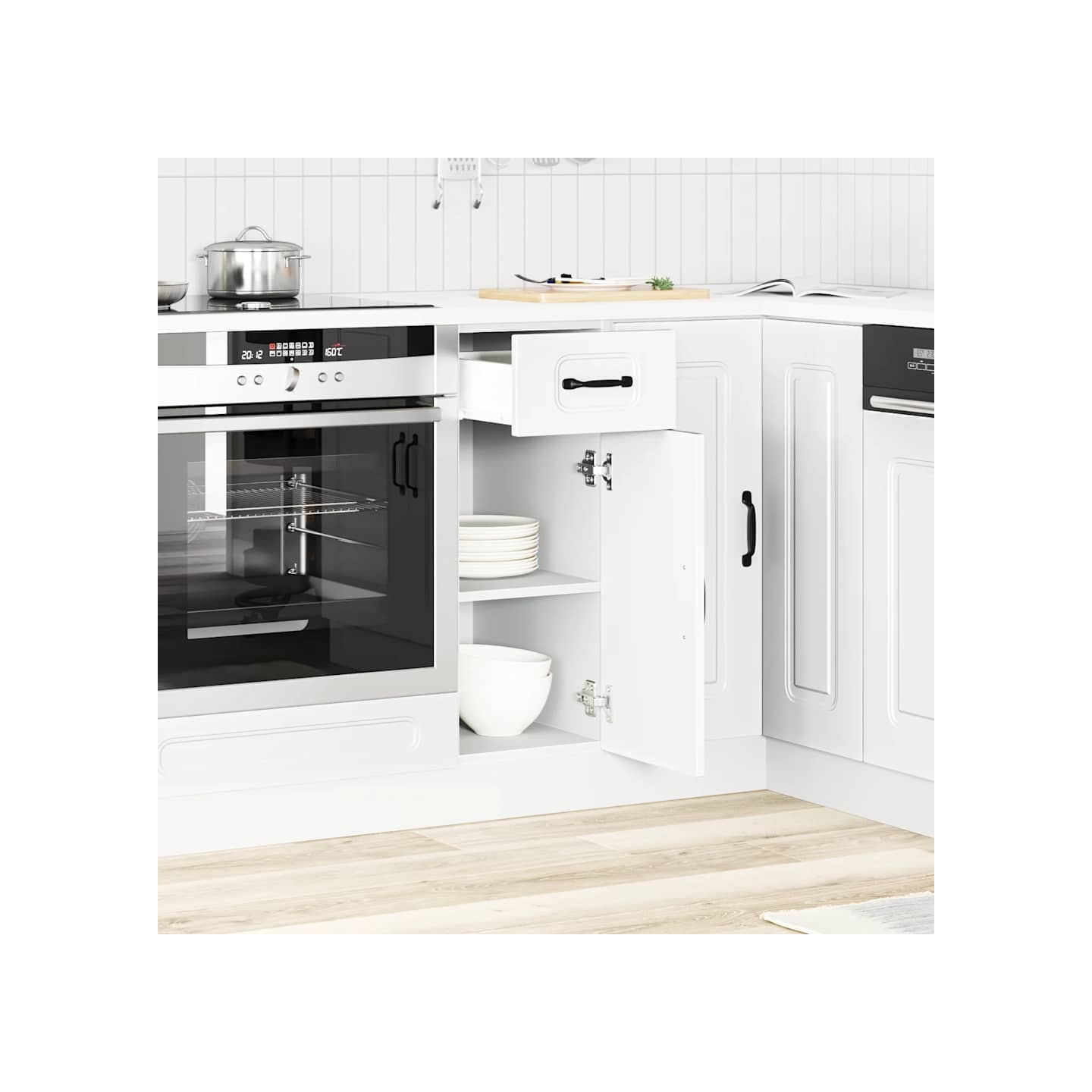 Armoire de cuisine Kalmar blanc bois d'ingénierie