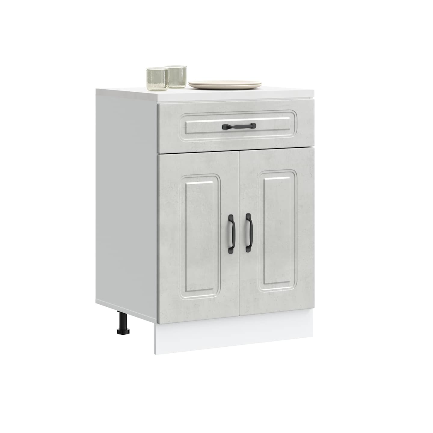 Armoire de cuisine Kalmar gris béton bois d'ingénierie