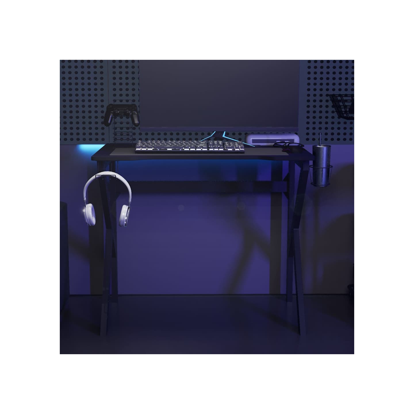 Bureau de jeu avec pieds en forme de K Noir 90x60x75 cm