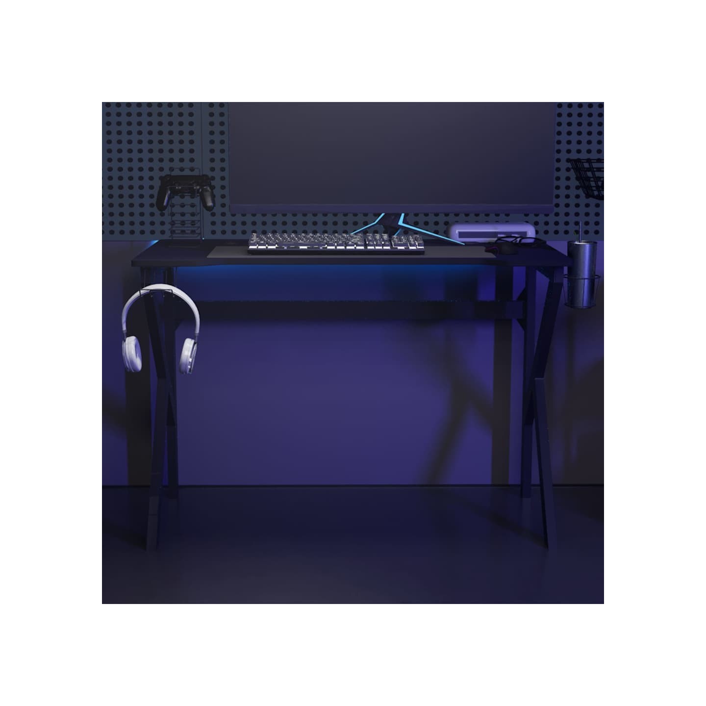 Bureau de jeu avec pieds en forme de K Noir 110x60x75 cm