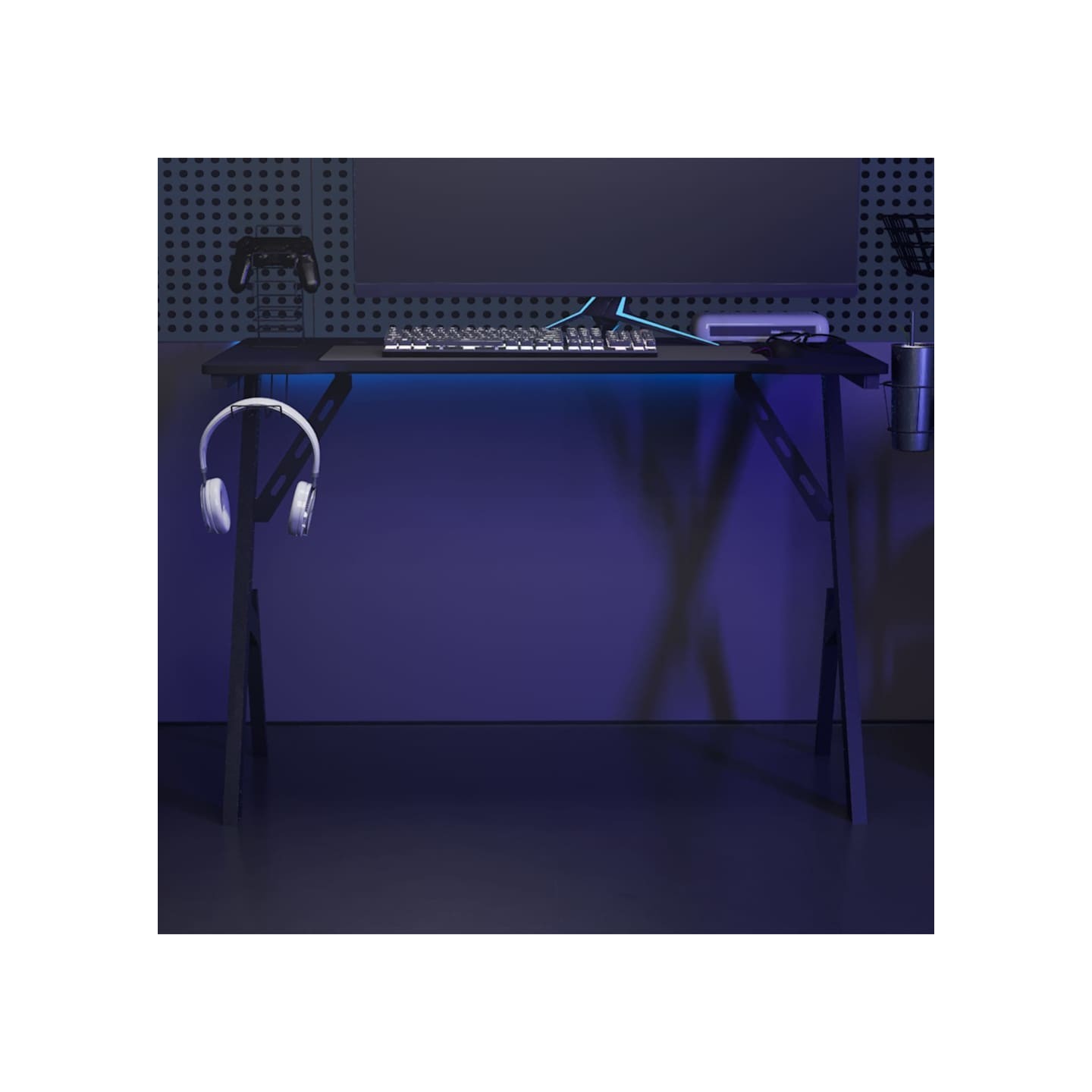 Bureau de jeu avec pieds en forme de Y Noir 110x60x75 cm