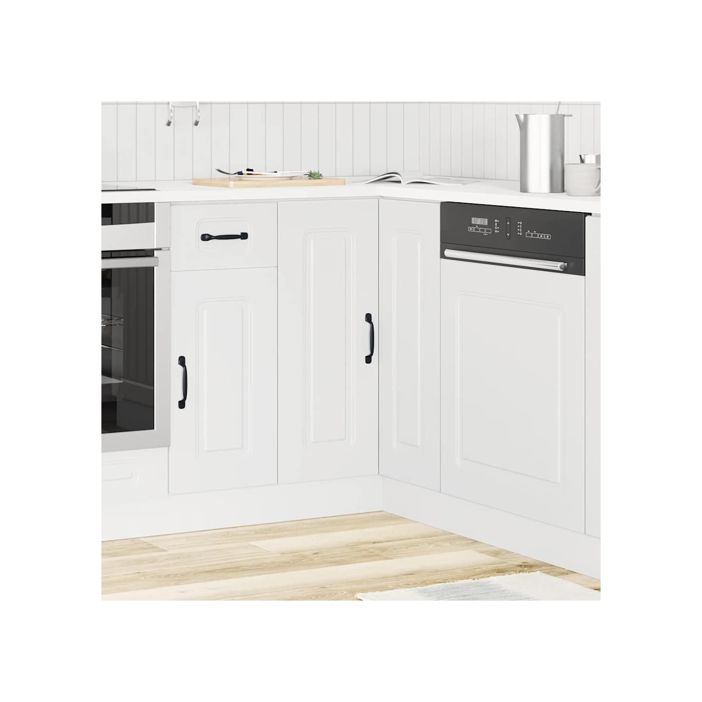 Armoire d'angle de cuisine Kalmar blanc bois d'ingénierie