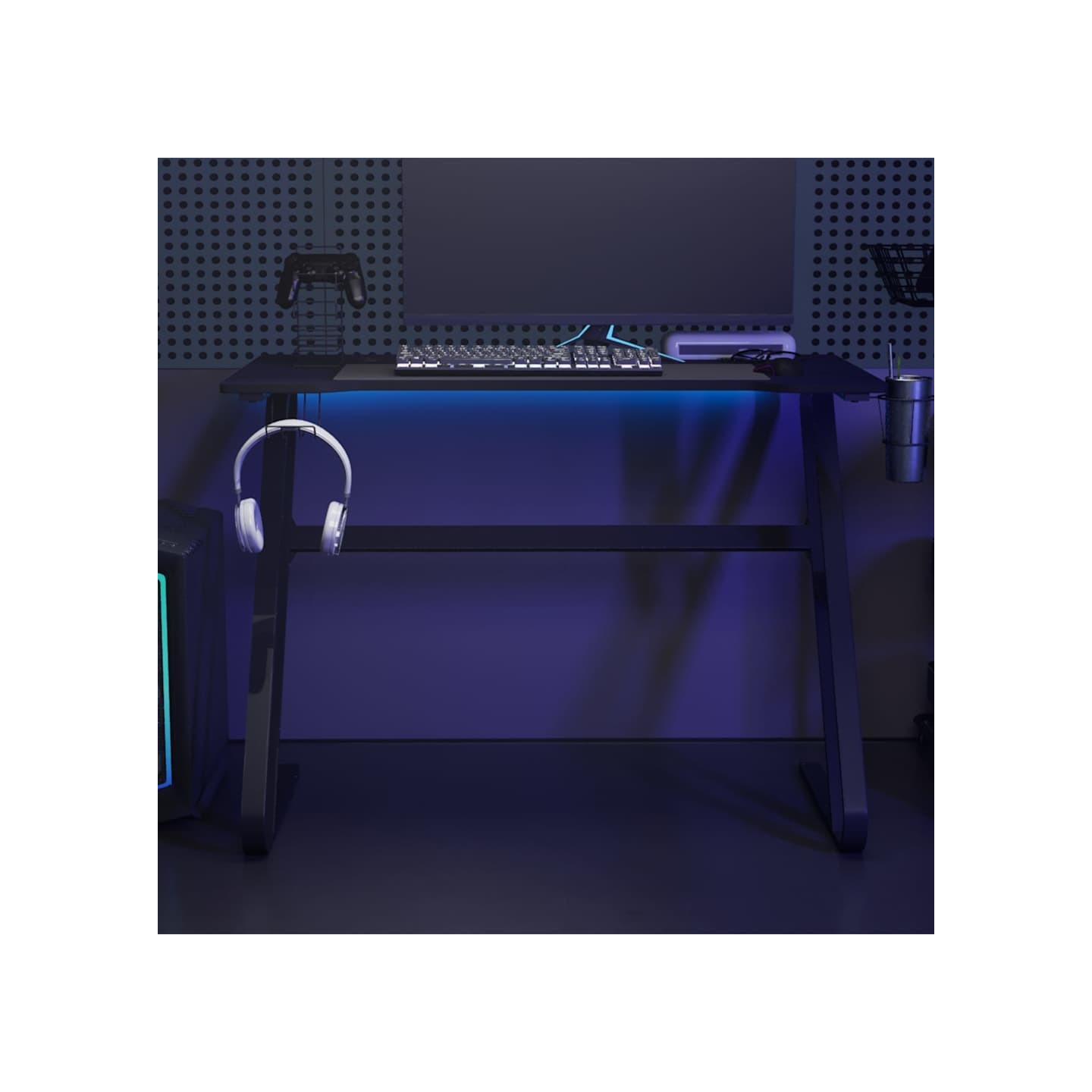Bureau de jeu avec pieds en forme de ZZ Noir 110x60x75 cm
